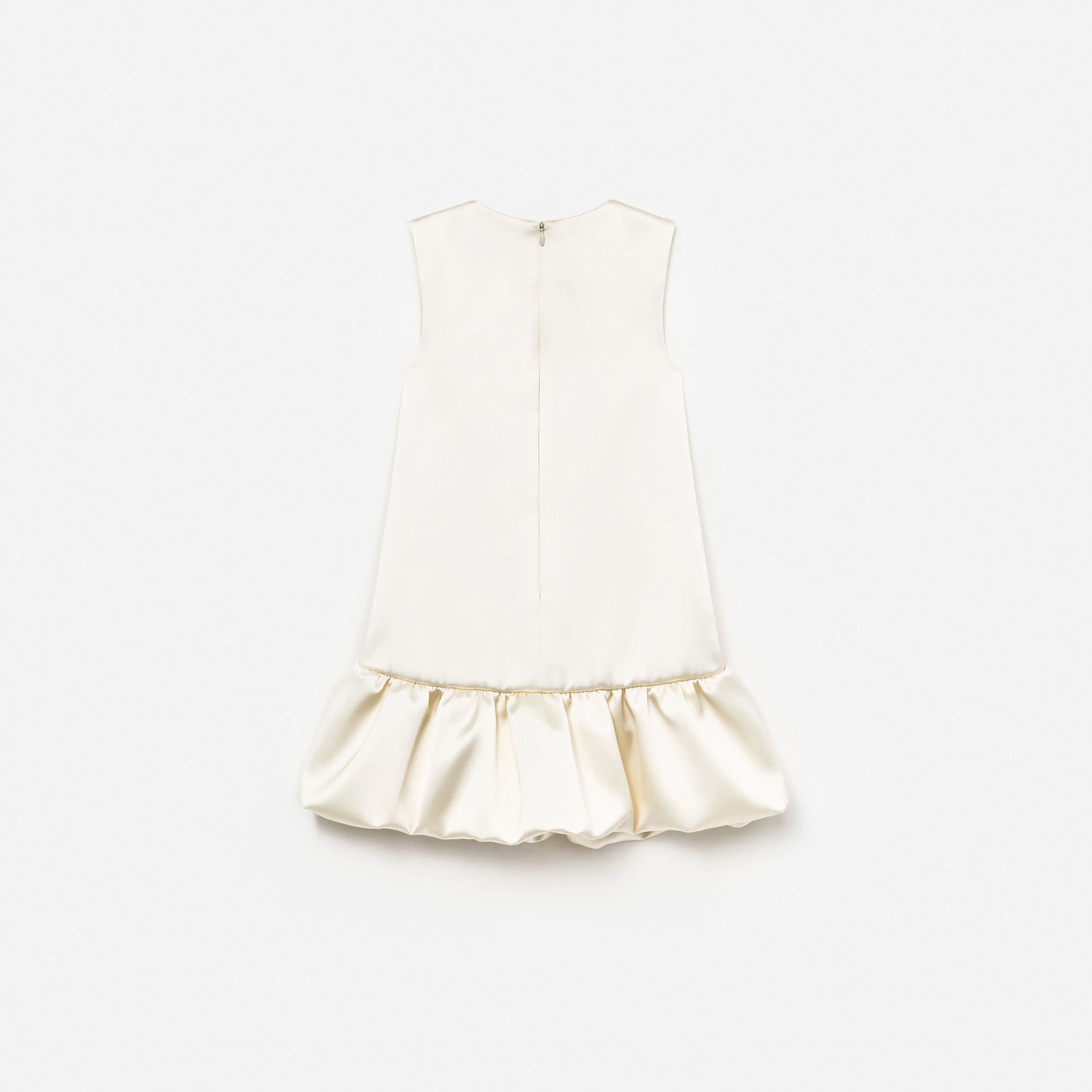Cream Satin Bubble Hem Dress - Image 2