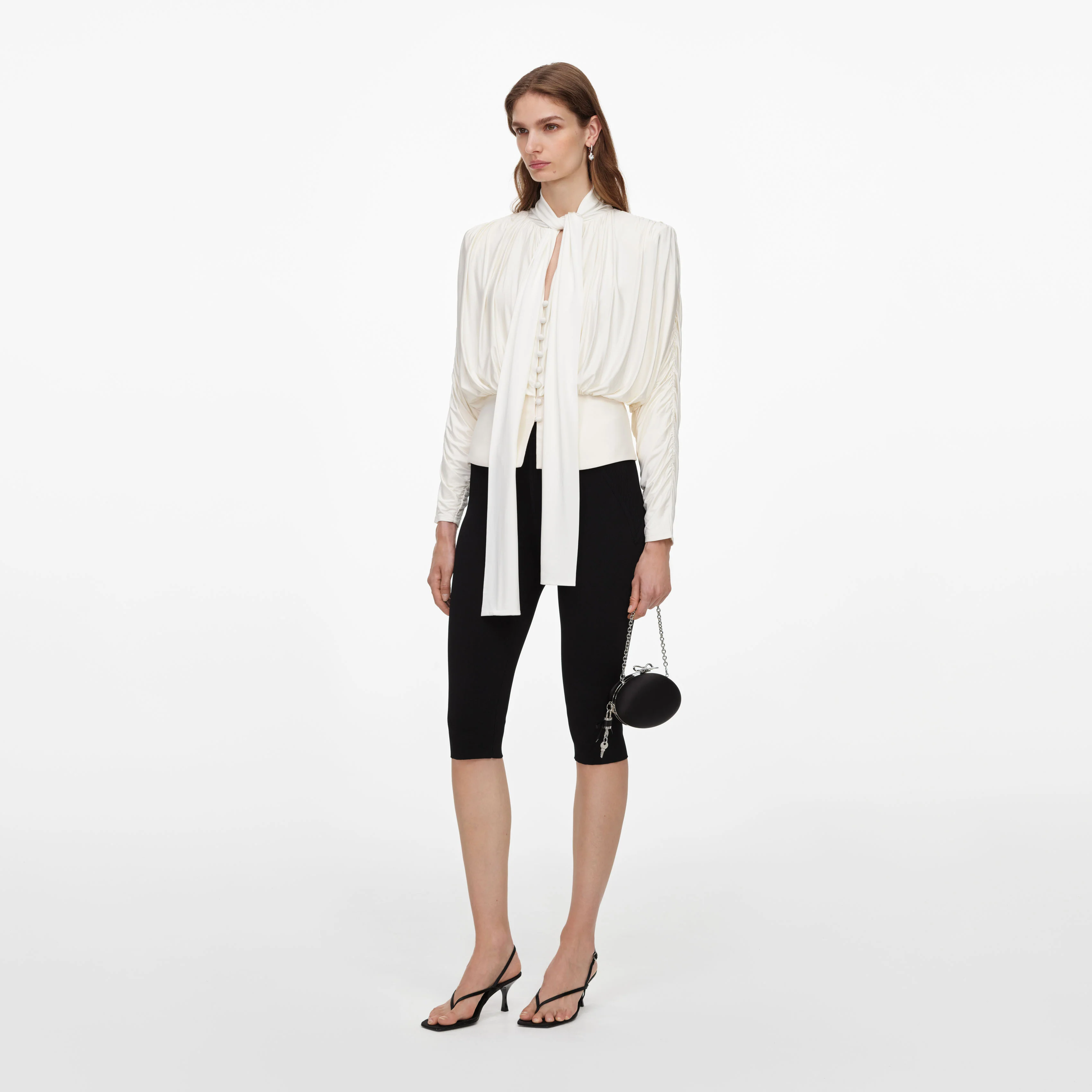 Cream Tie Neck Jersey Top - Image 2