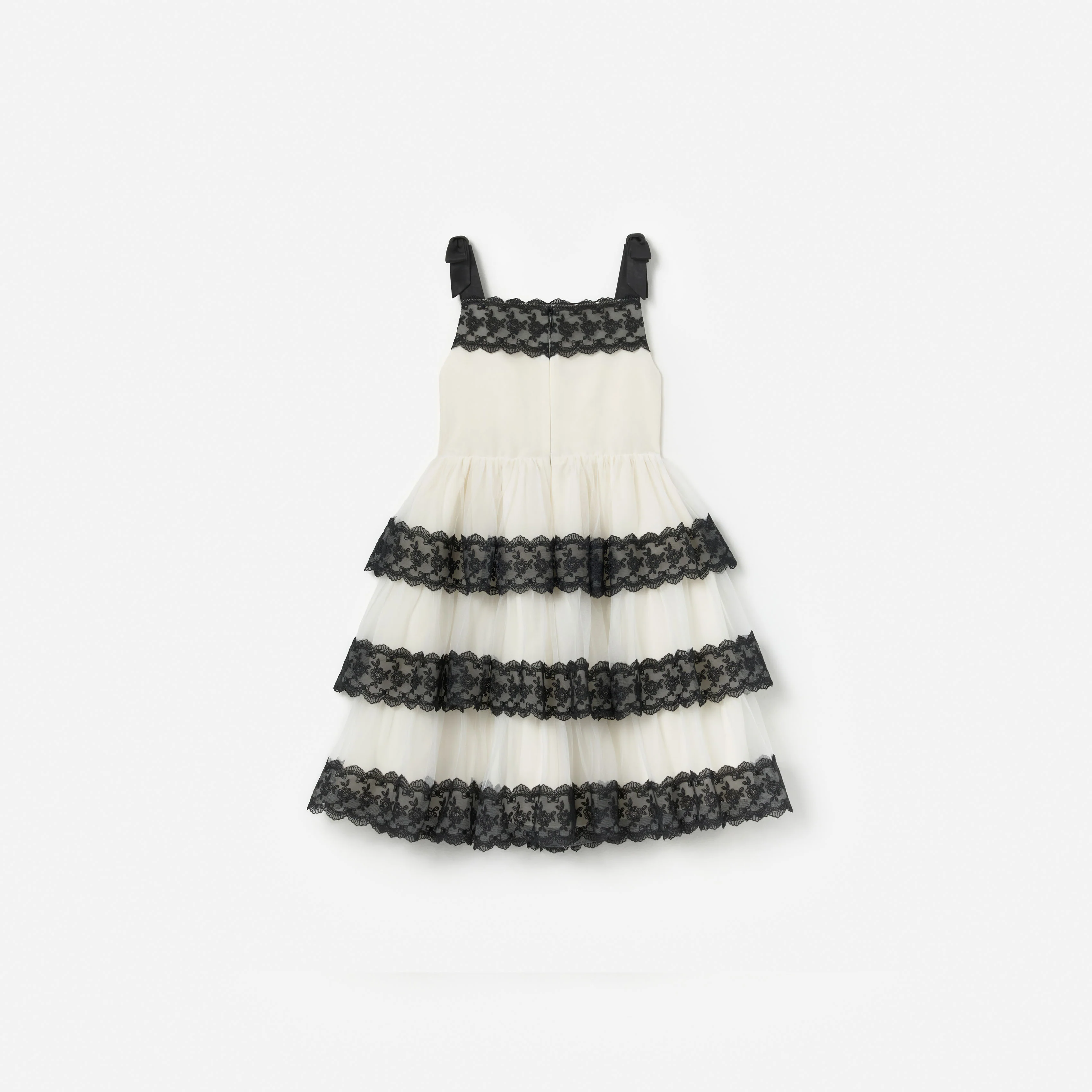 Cream Tulle Lace Tiered Dress - Image 2