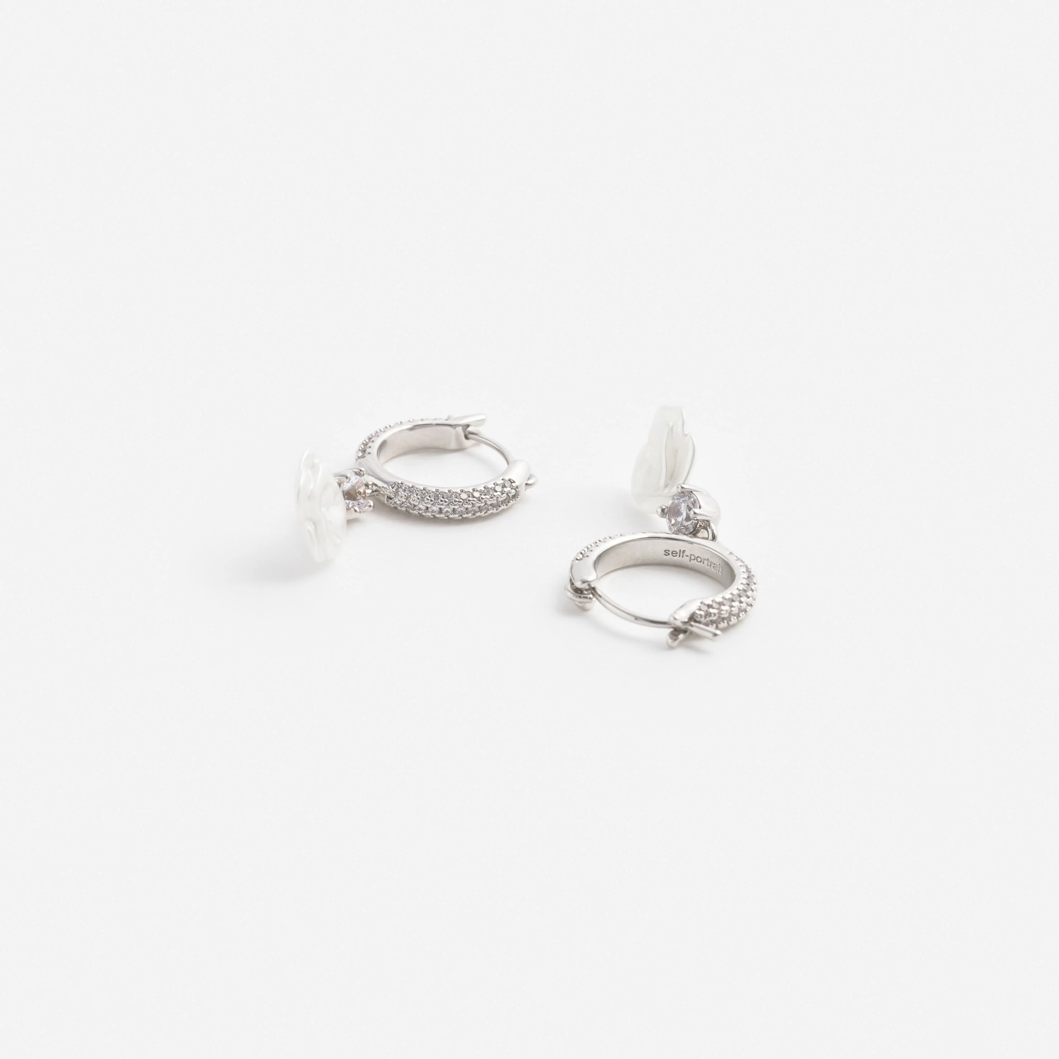 Crystal Flower Dangle Hoop Earring - Image 3