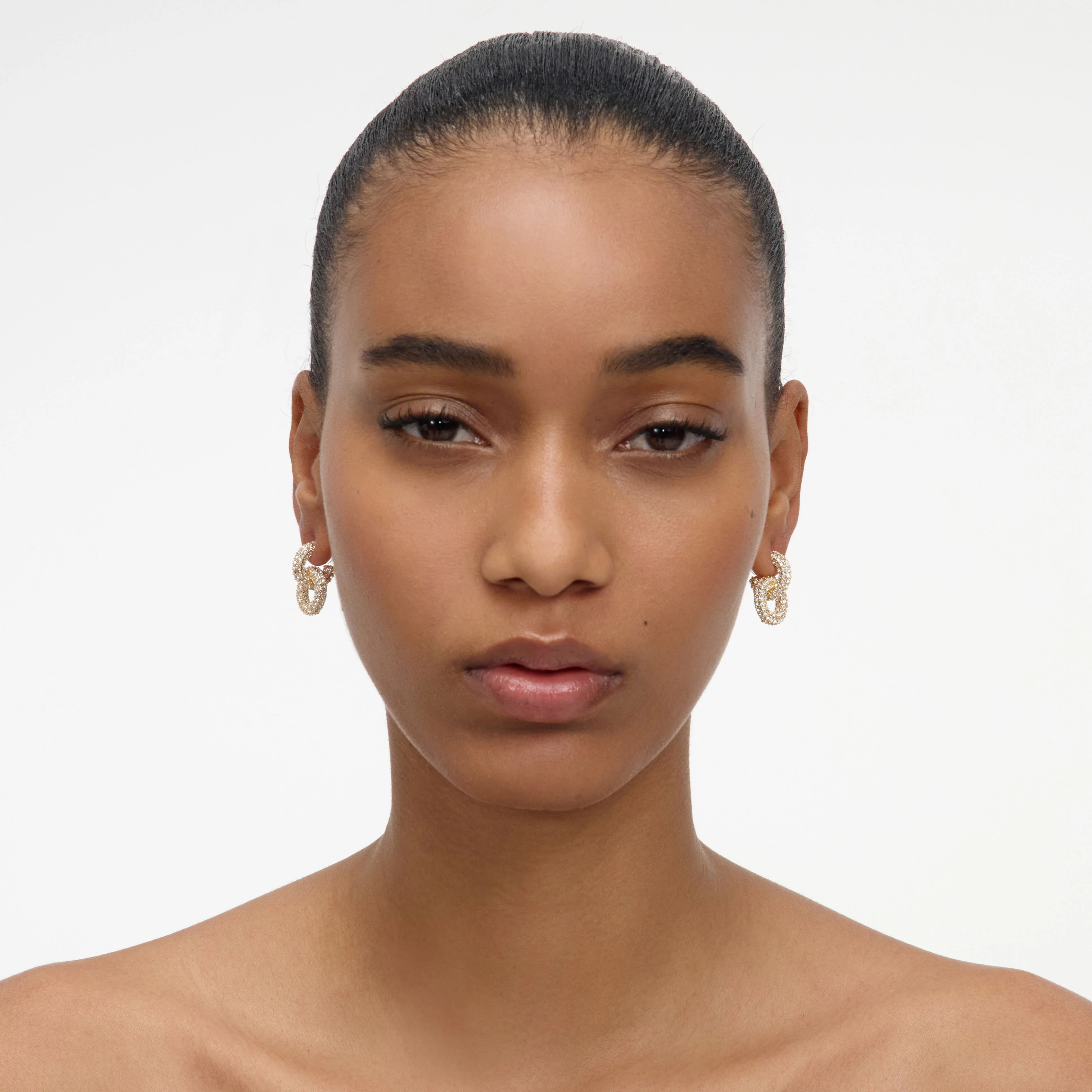 Gold Small Crystal Hoop Earring - Image 4