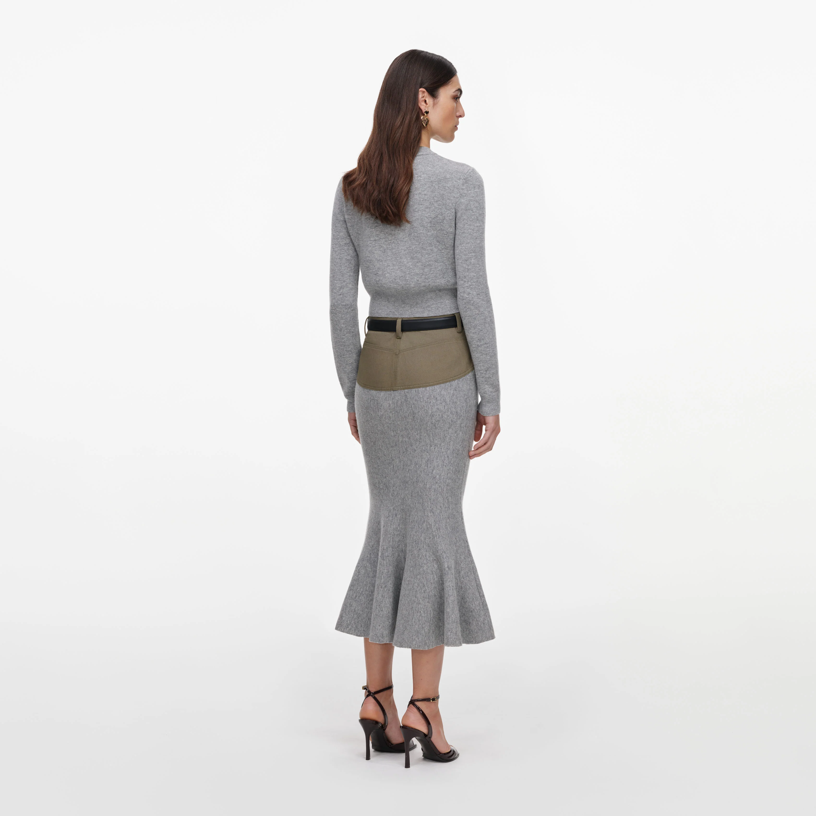 Grey Contrast Placket Cardigan - Image 3