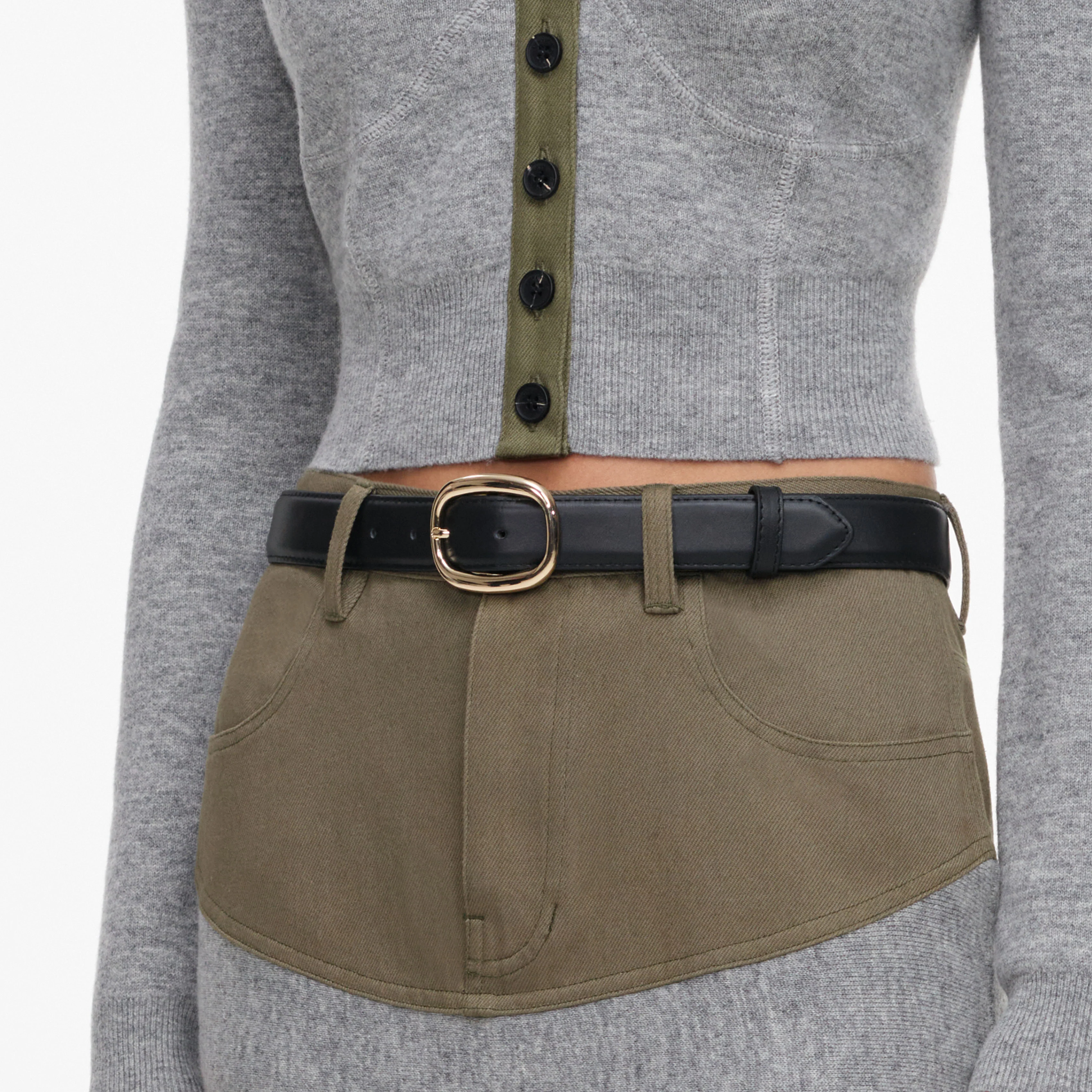 Grey Contrast Placket Cardigan - Image 5