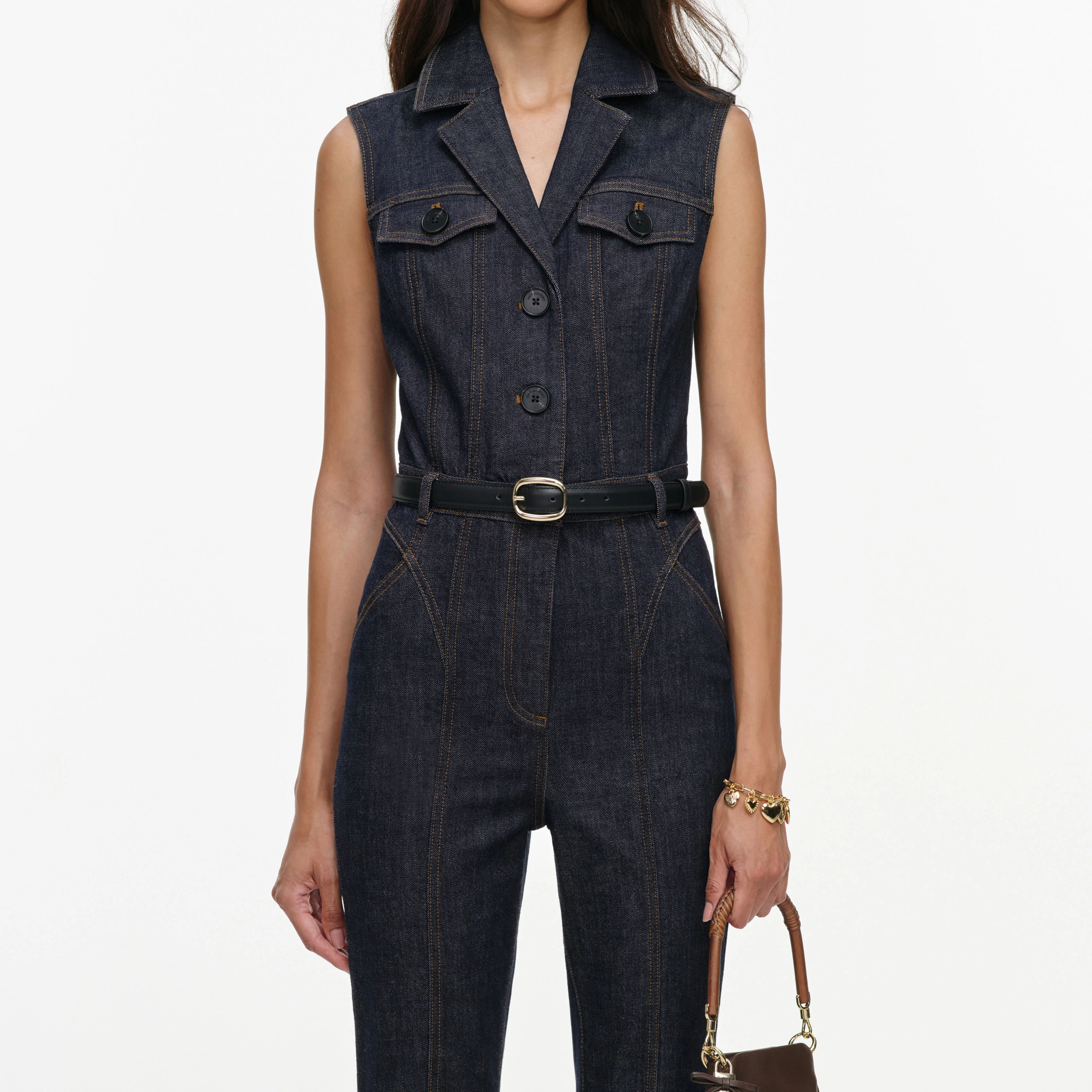 Indigo Belted Denim Jumpsuit - Image 4