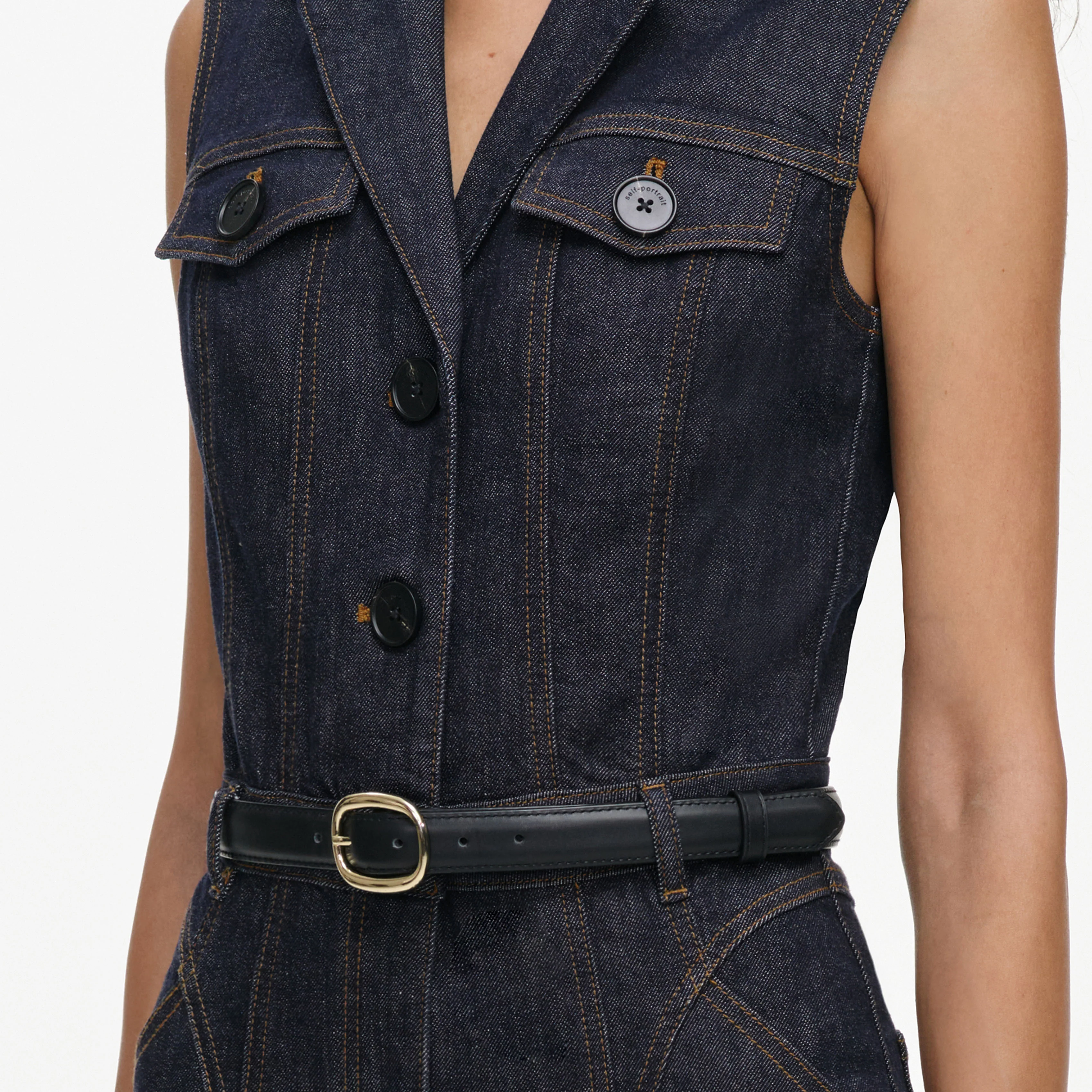 Indigo Belted Denim Jumpsuit - Image 5