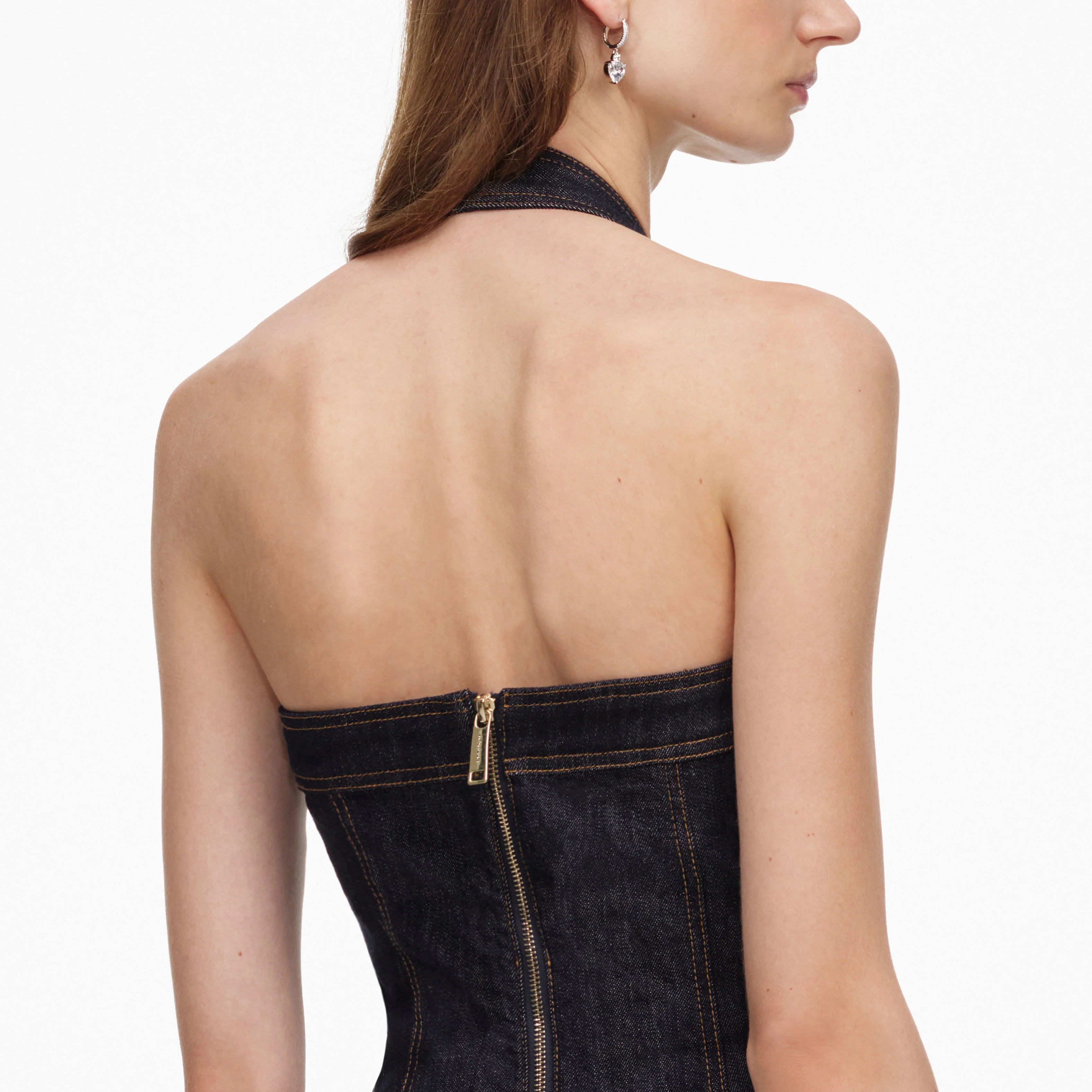 Indigo Denim Halterneck Midi Dress - Image 5