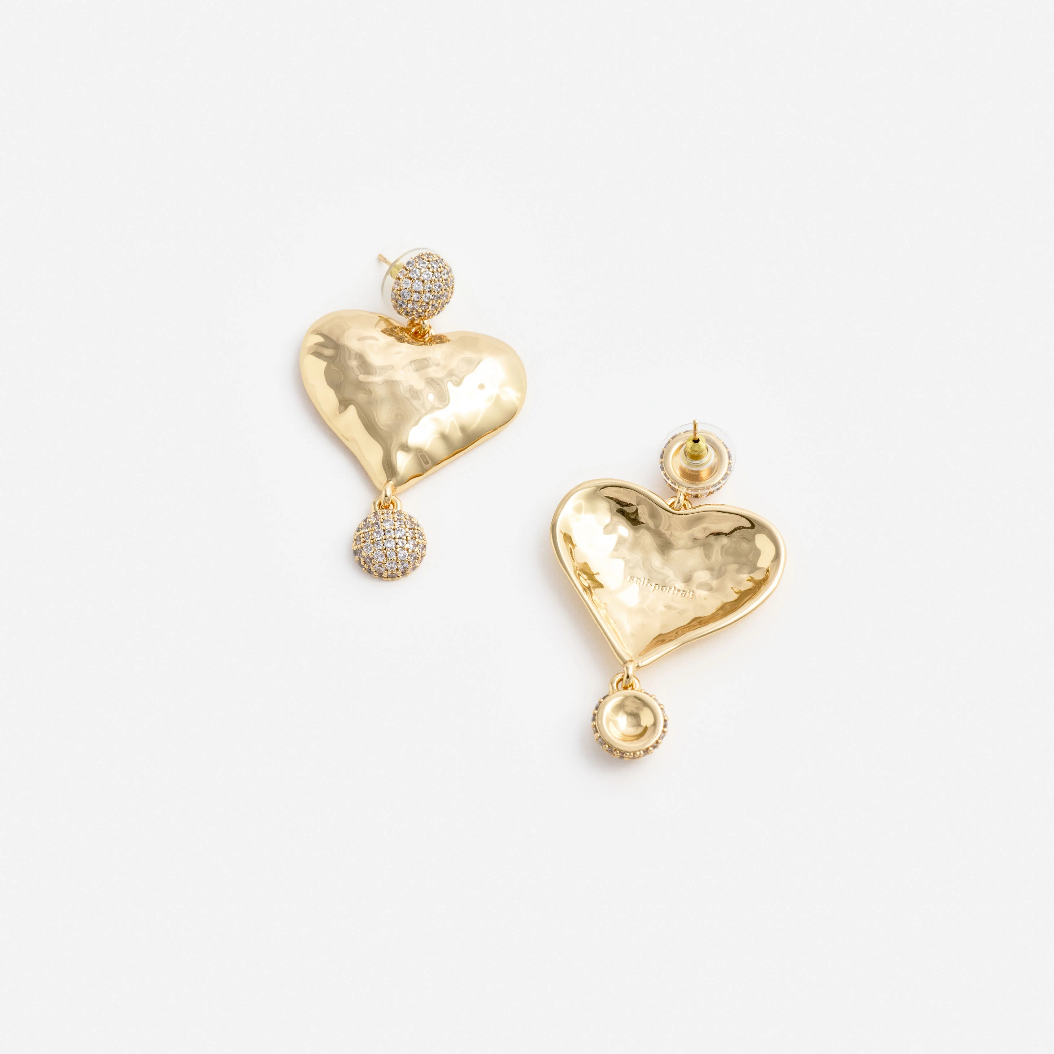 Mottled Gold Heart Crystal Earring - Image 3