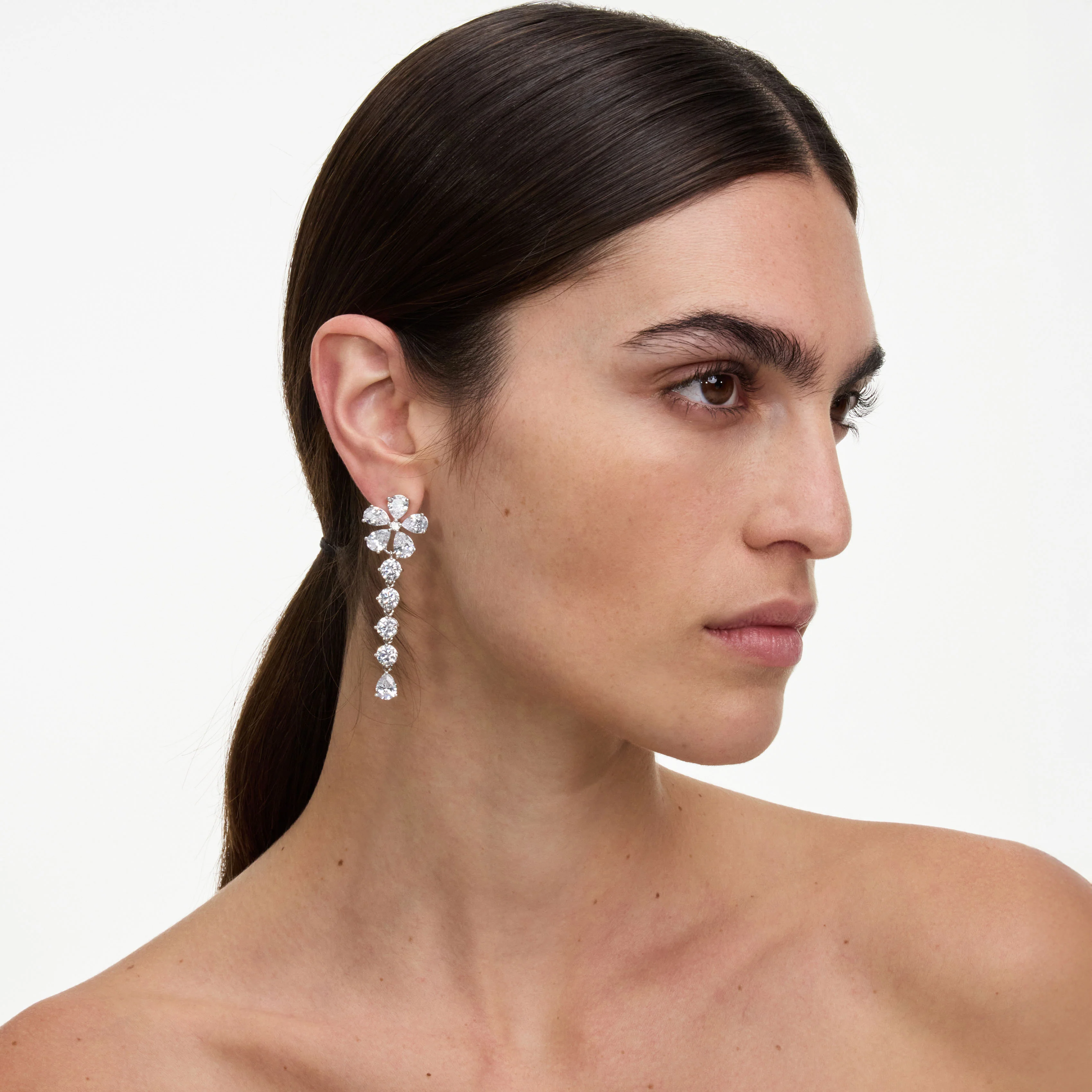 Multi Crystal Flower Dangle Earring - Image 2