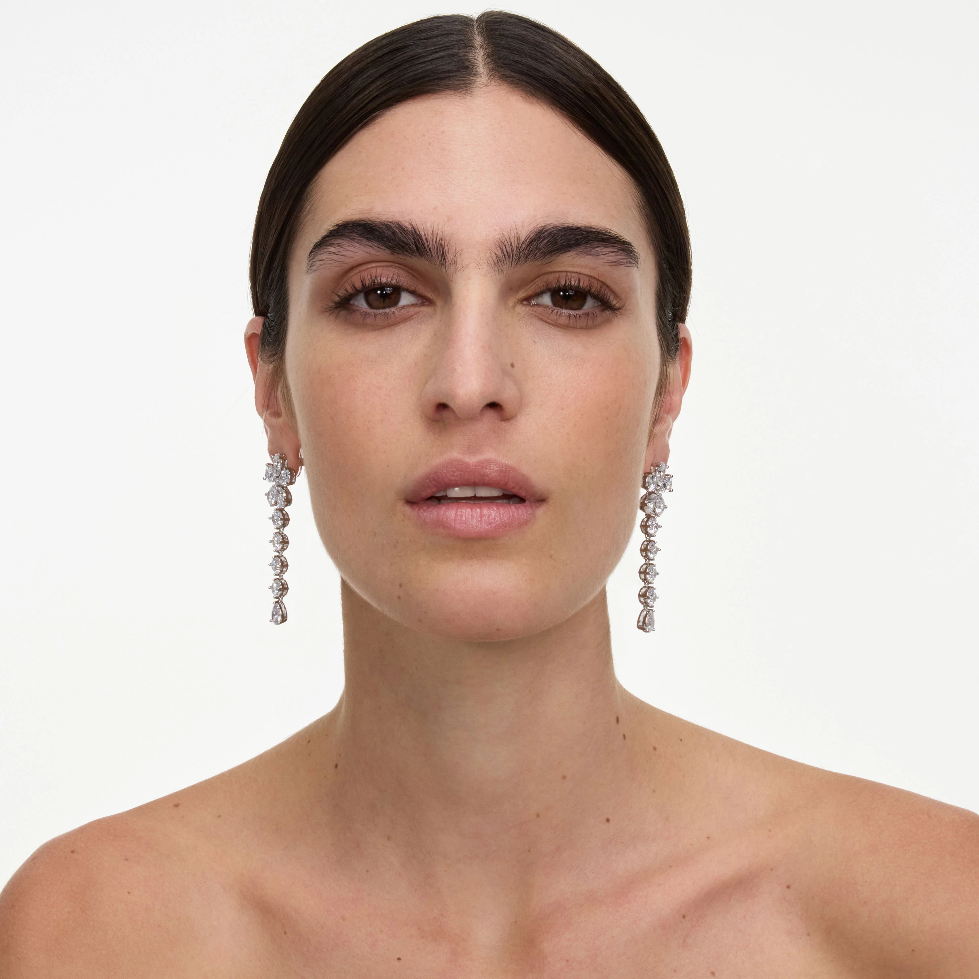 Multi Crystal Flower Dangle Earring - Image 4