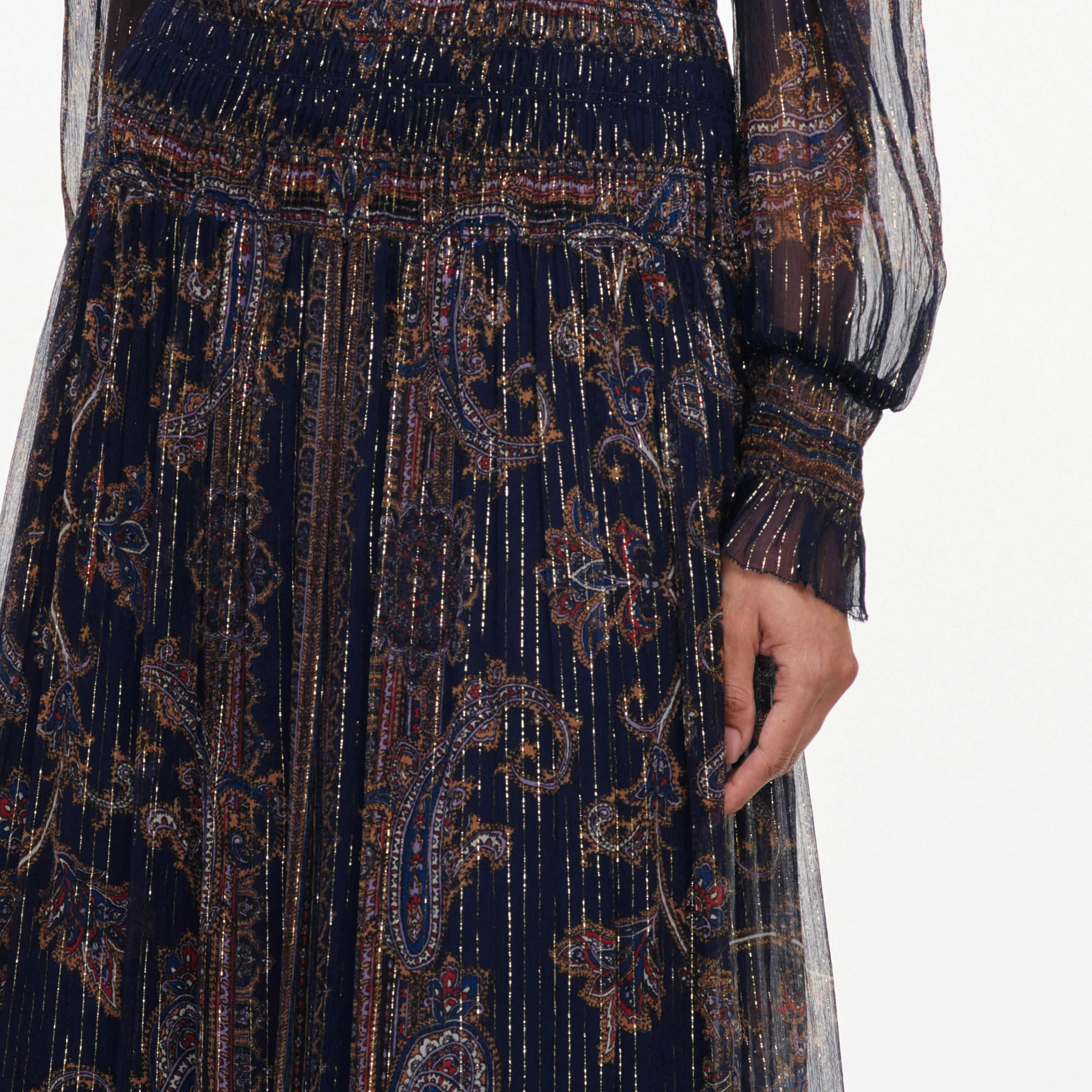 Navy Printed Georgette Maxi Dress - Image 5