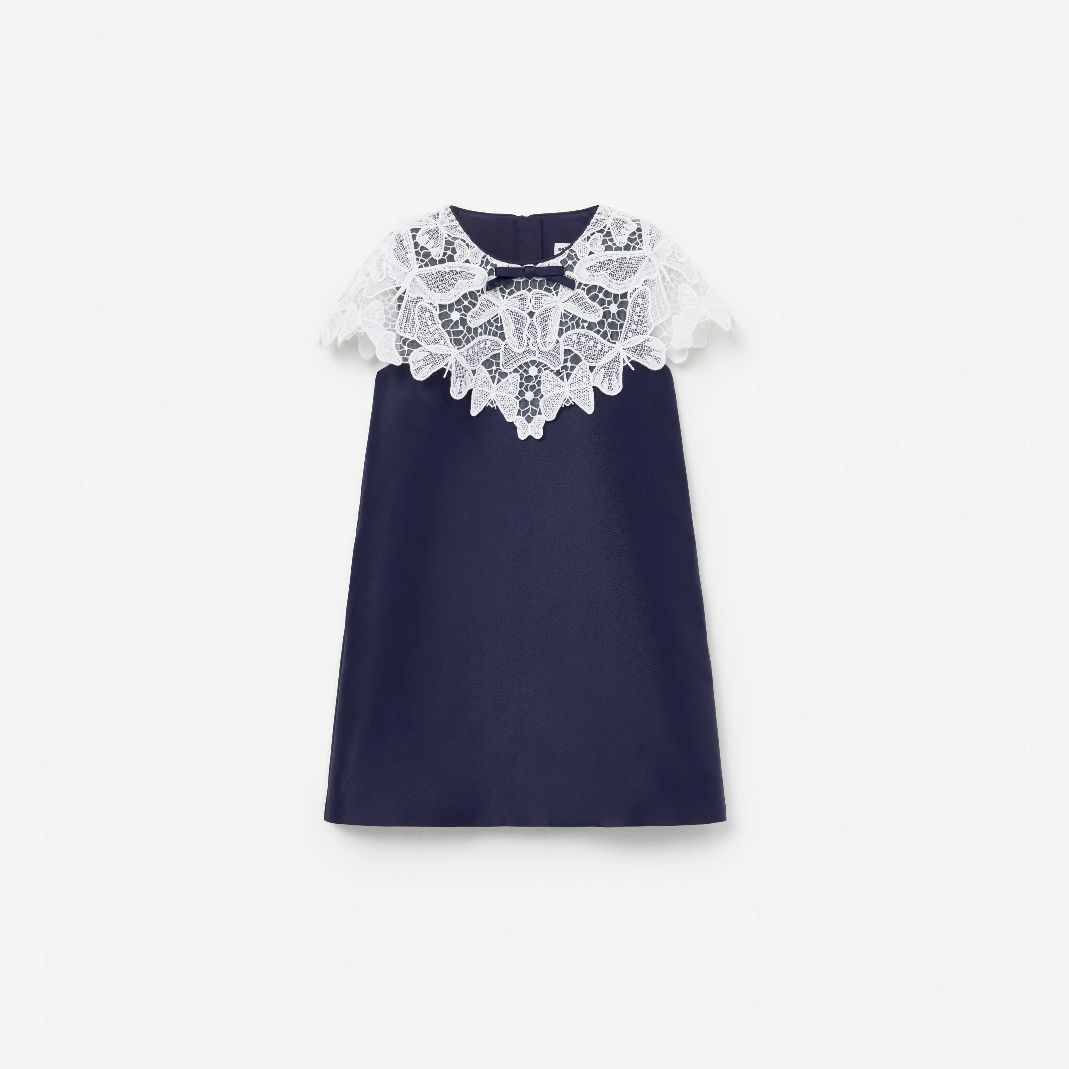 Navy Taffeta Butterfly Lace Dress