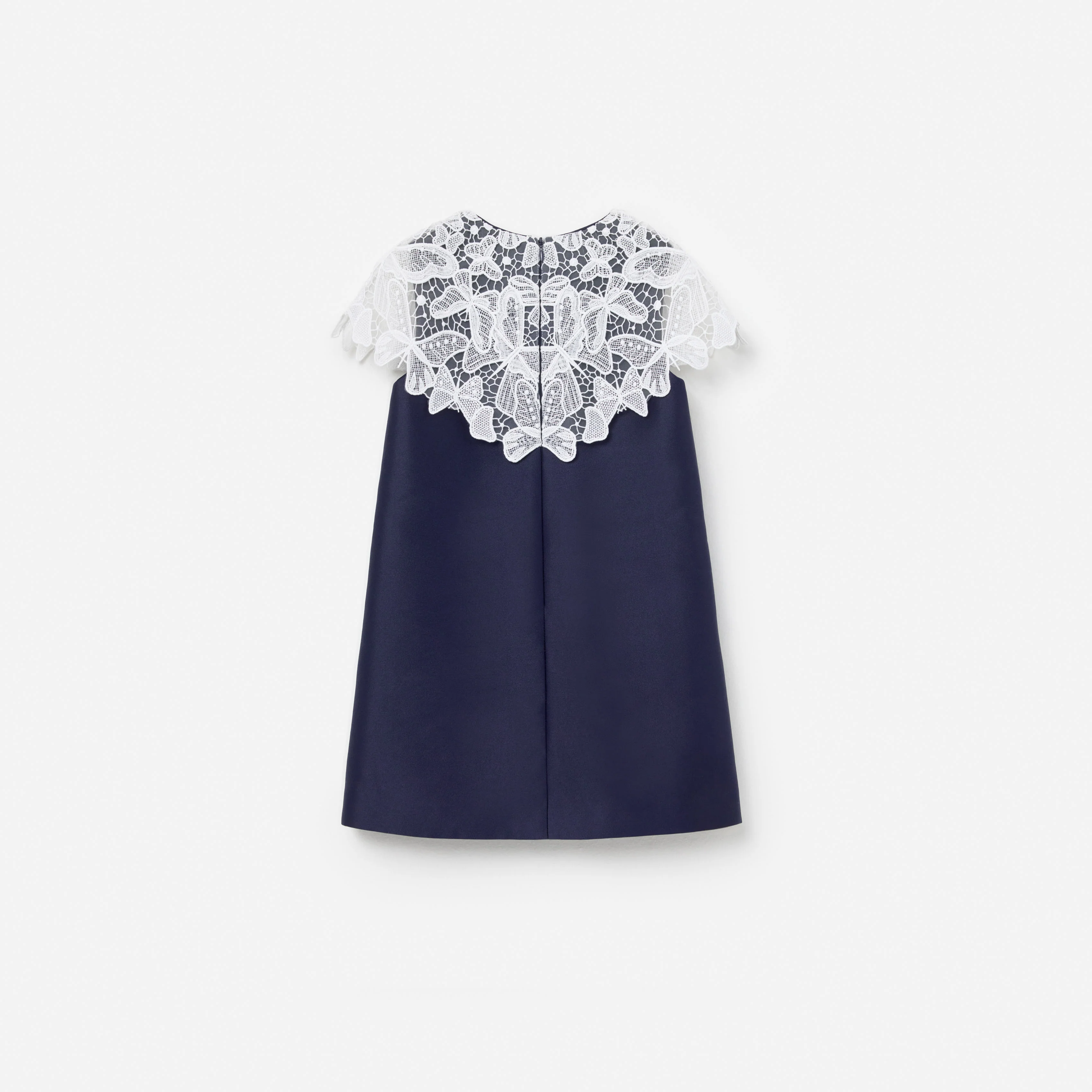 Navy Taffeta Butterfly Lace Dress - Image 2