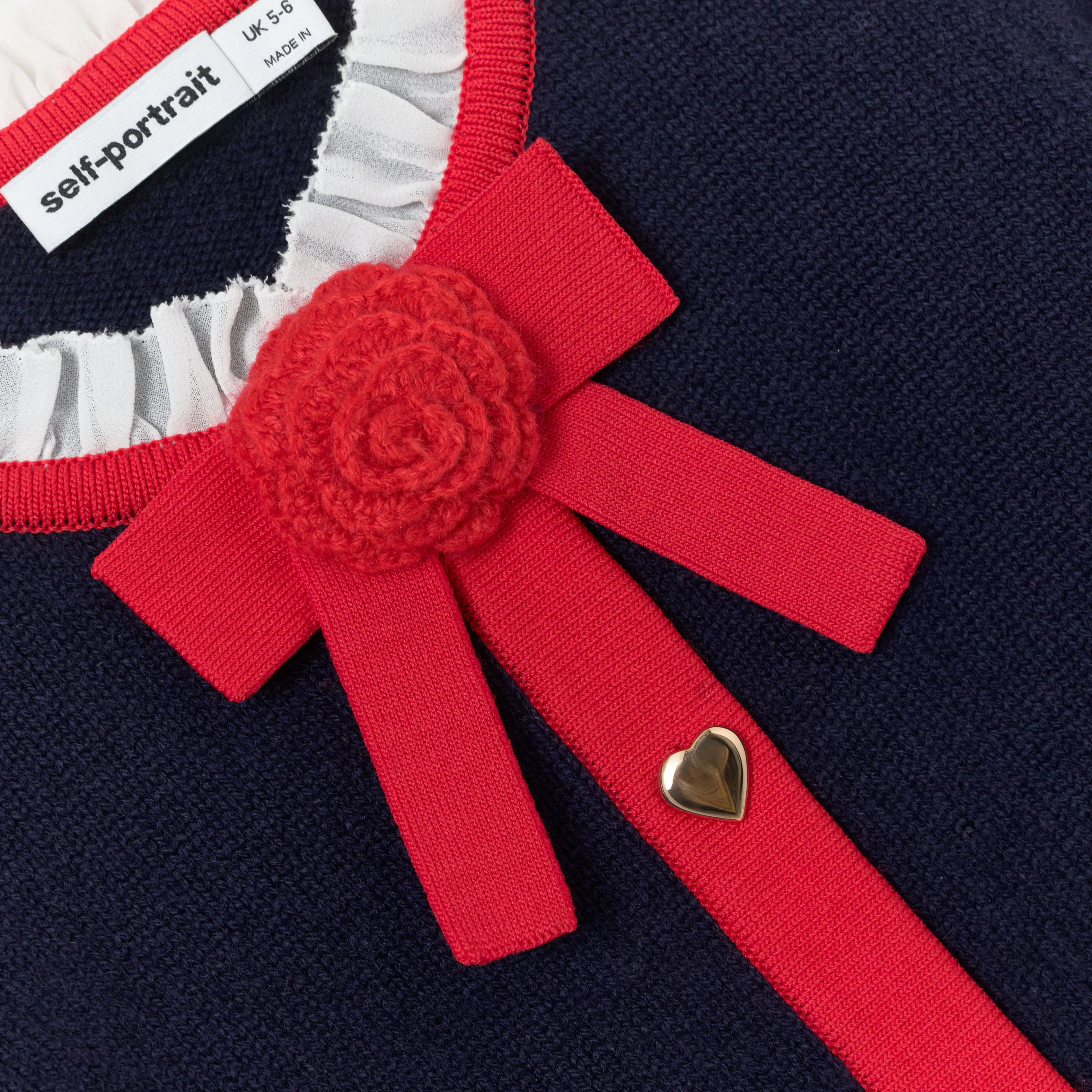 Navy Wool Frill Knit Cardigan - Image 3