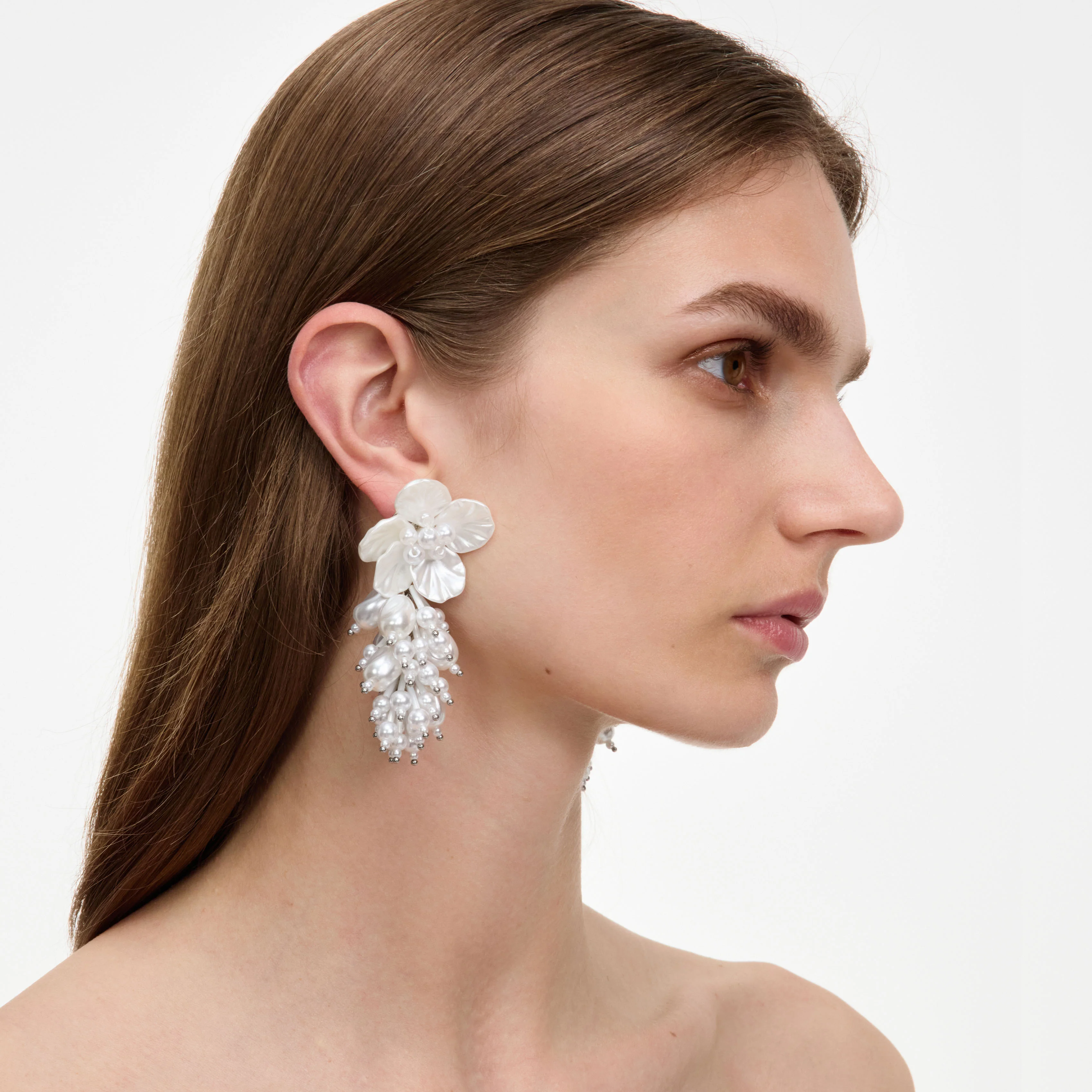 Pearl Flower Beaded Cluster Earring - Image 2