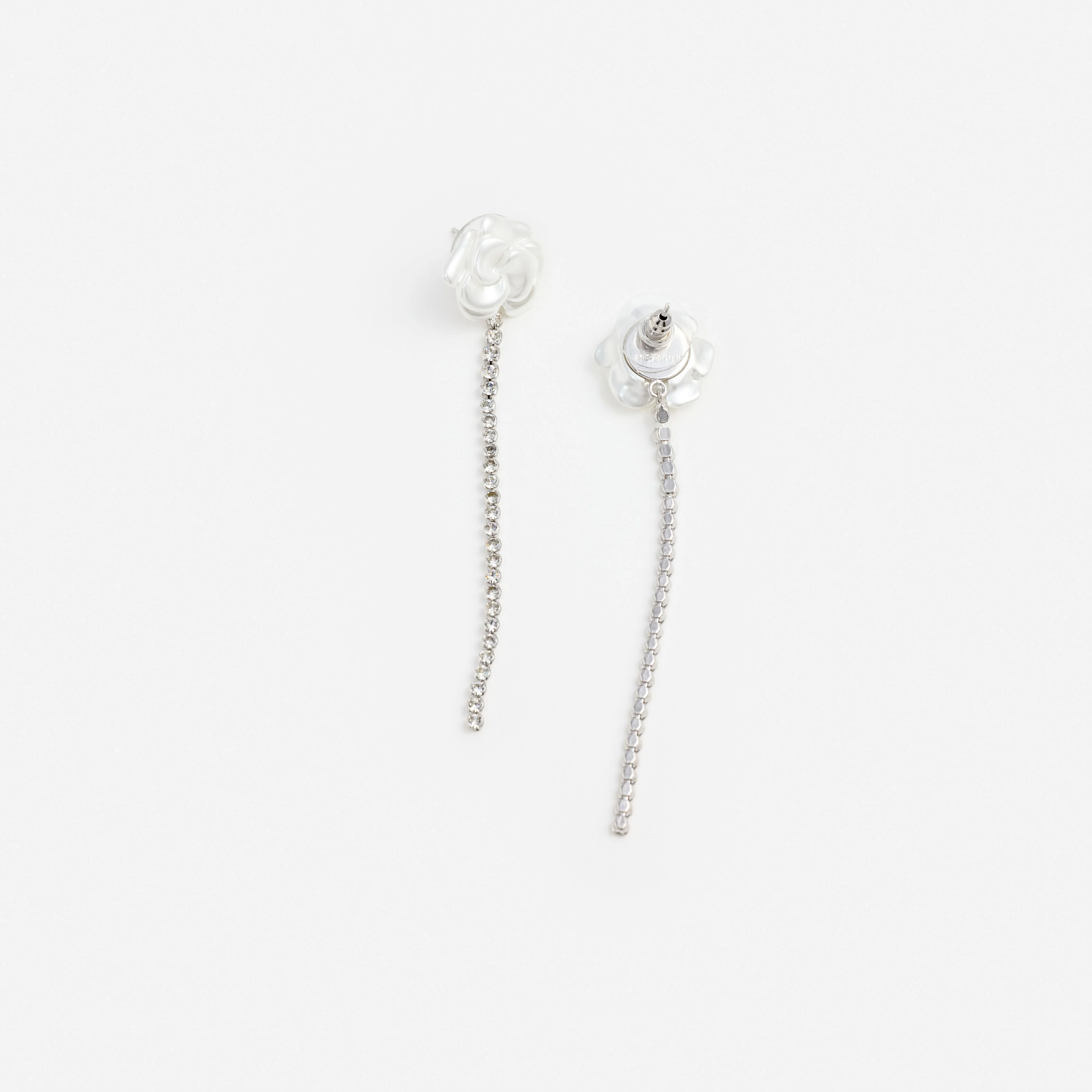 Pearl Flower Crystal Droplet Earring - Image 3