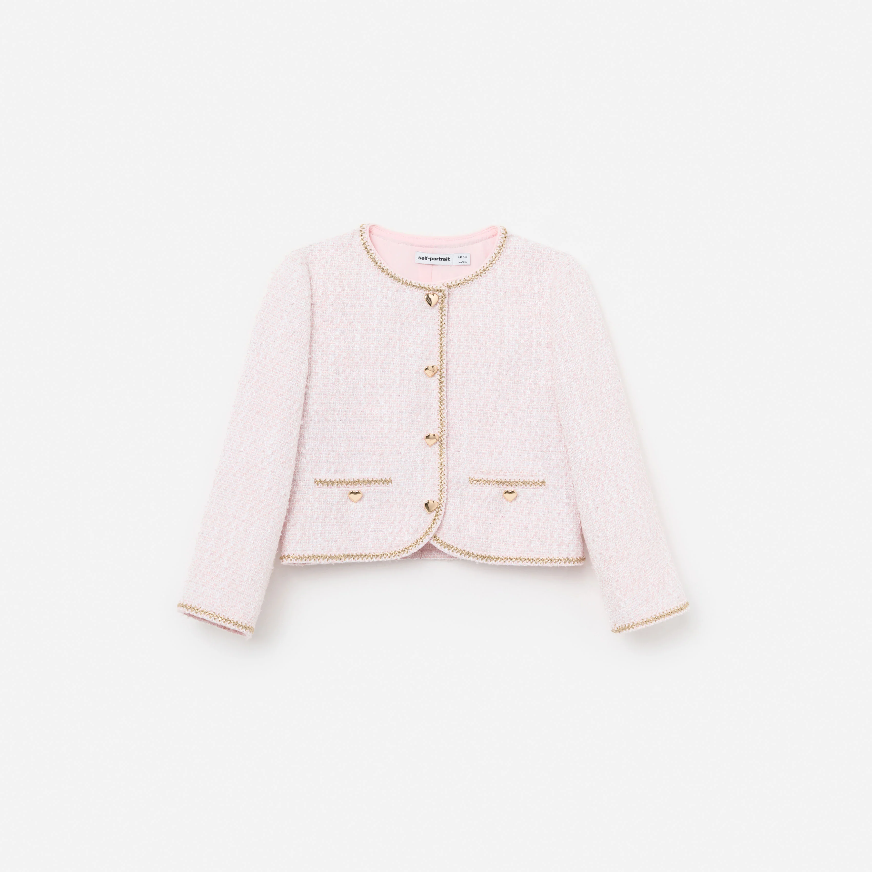 Pink Boucle Braided Trim Jacket