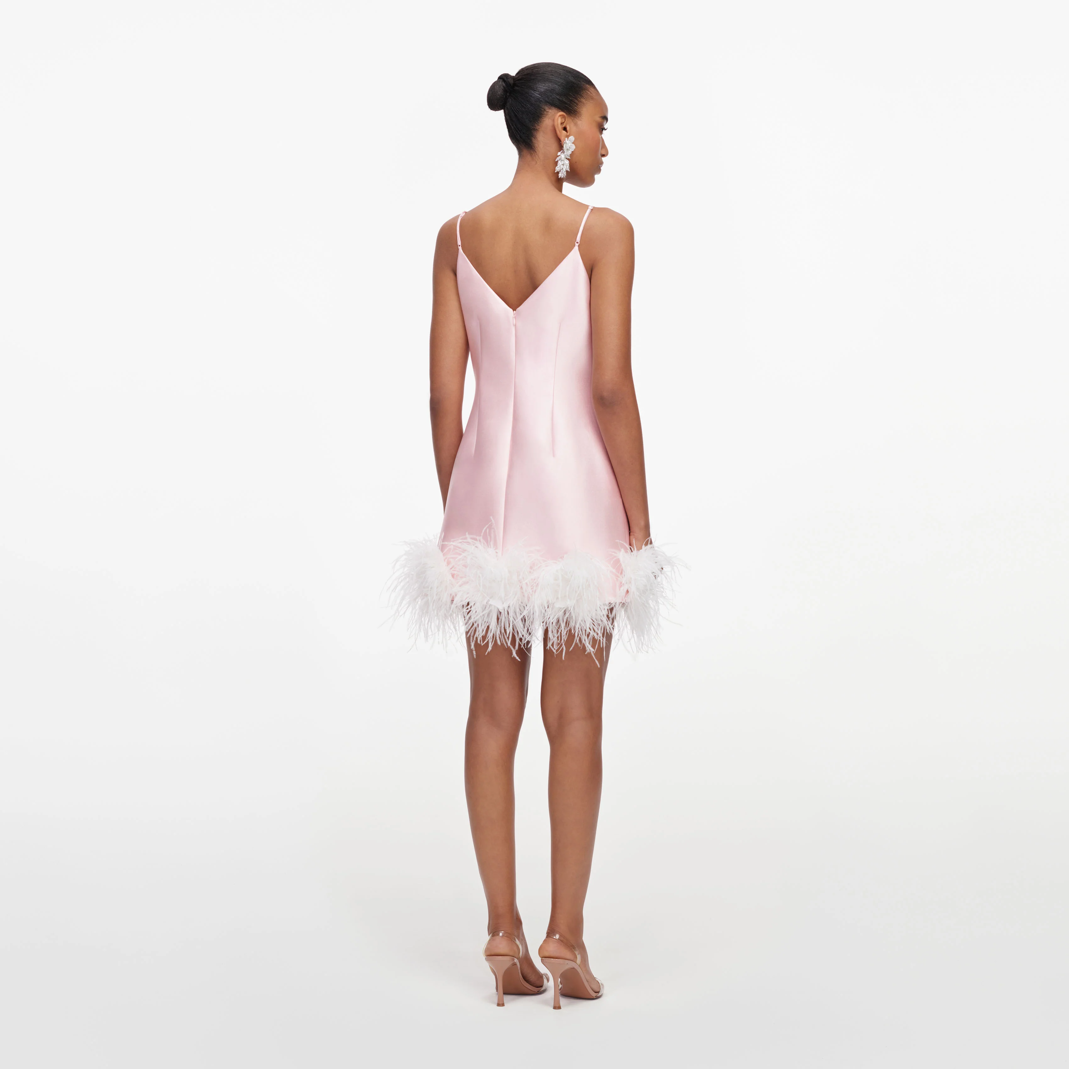 Pink Taffeta Feather Mini Dress - Image 3