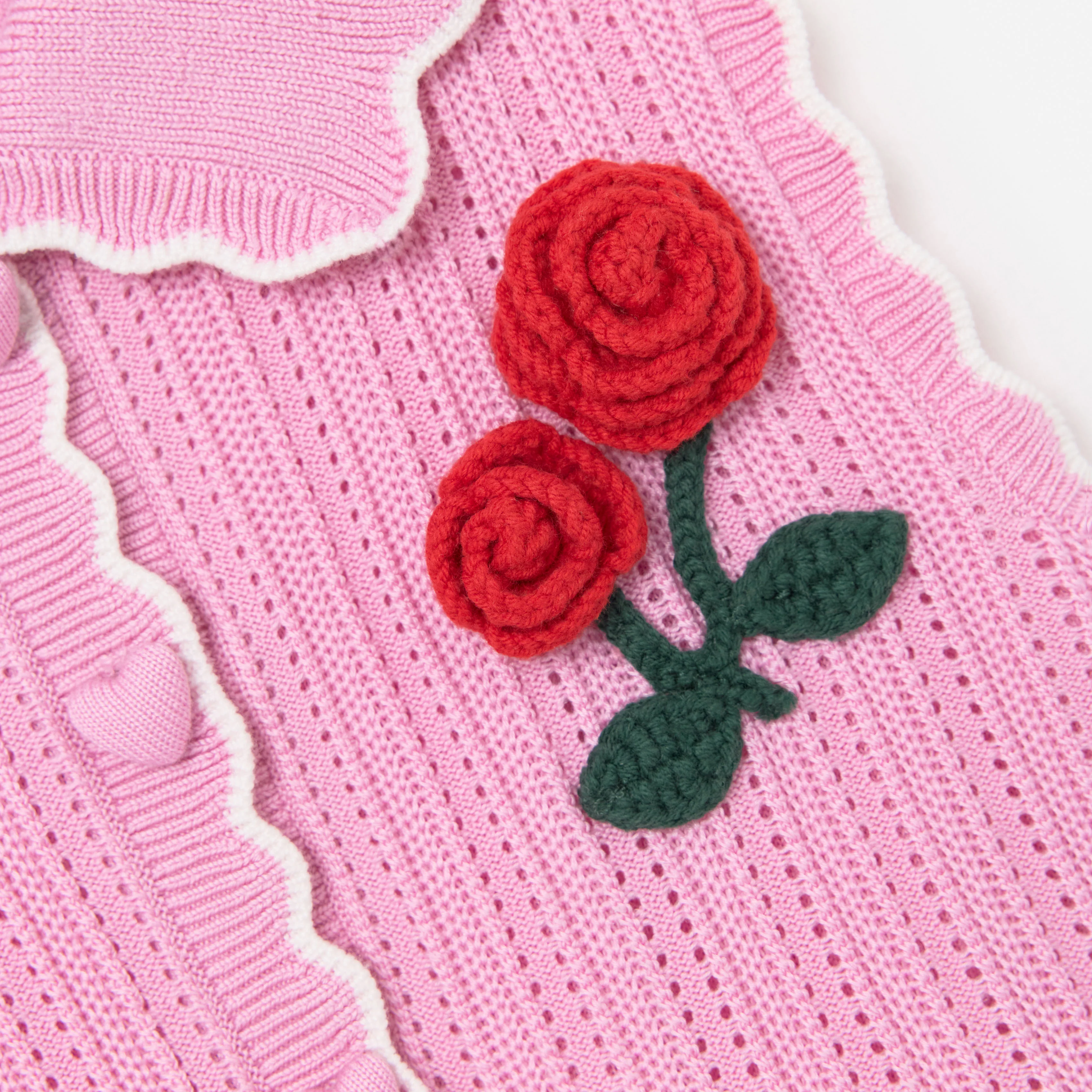Pink Tiered Pointelle Knit Dress - Image 3