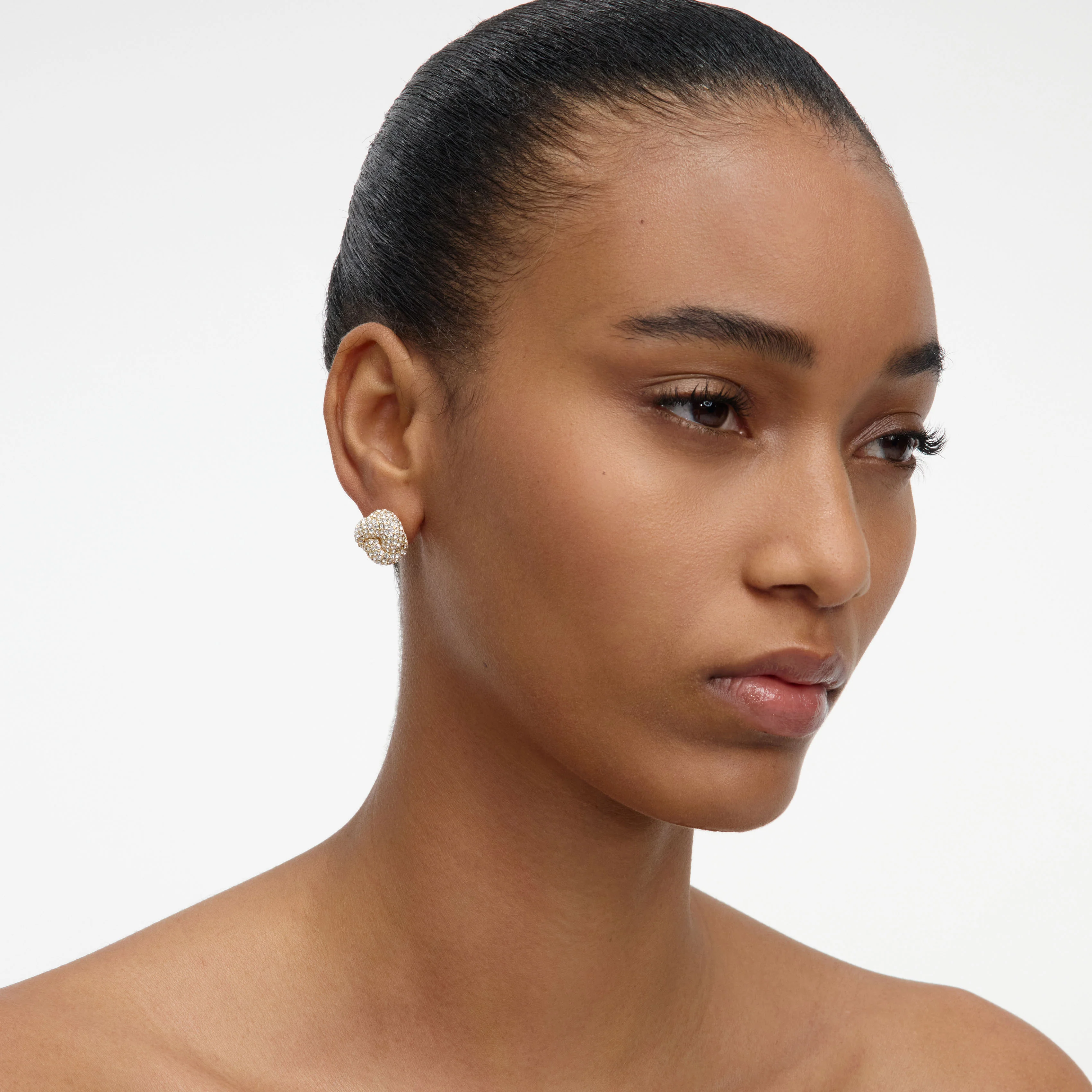Small Gold Crystal Knot Earring - Image 2