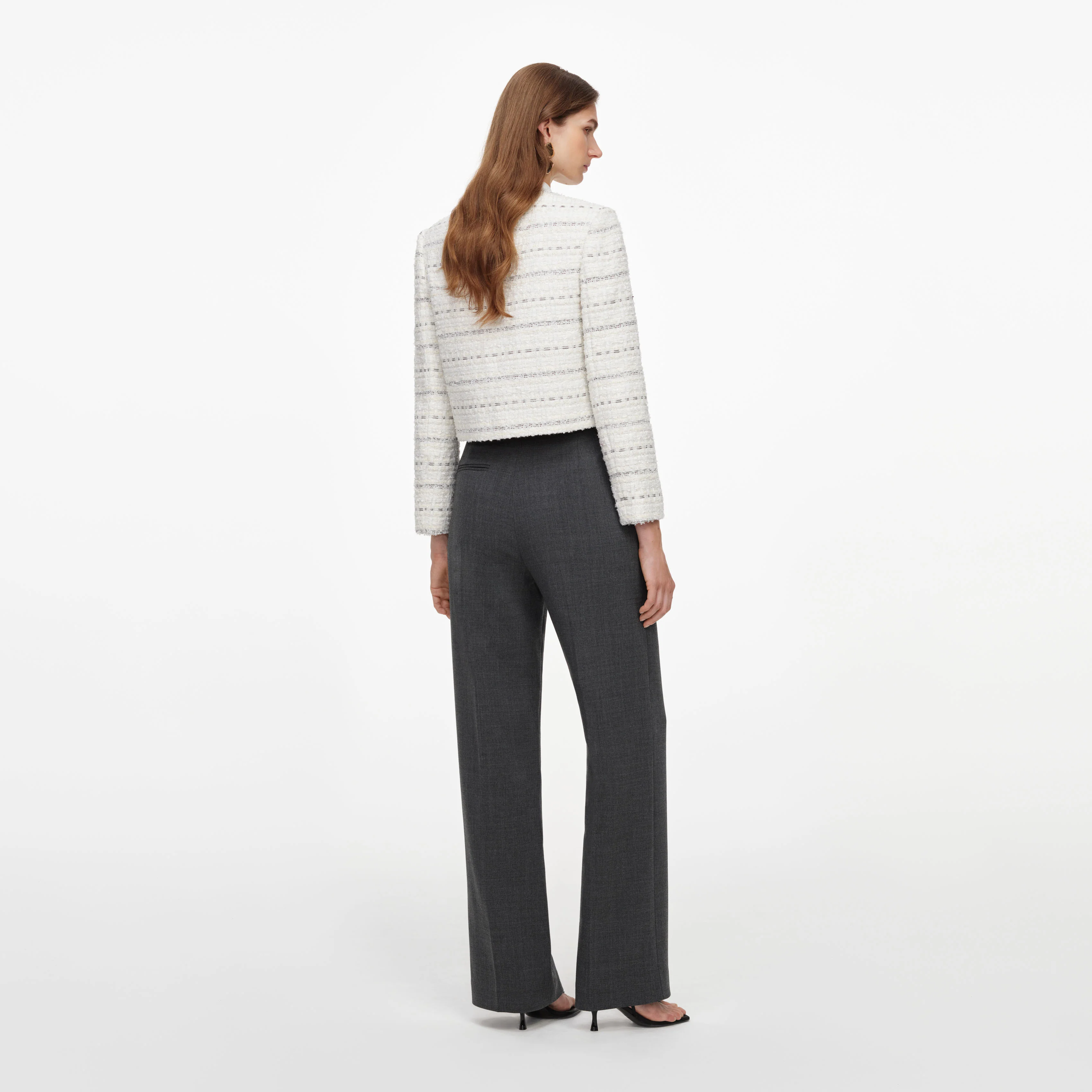 White Boucle Boxy Jacket - Image 3