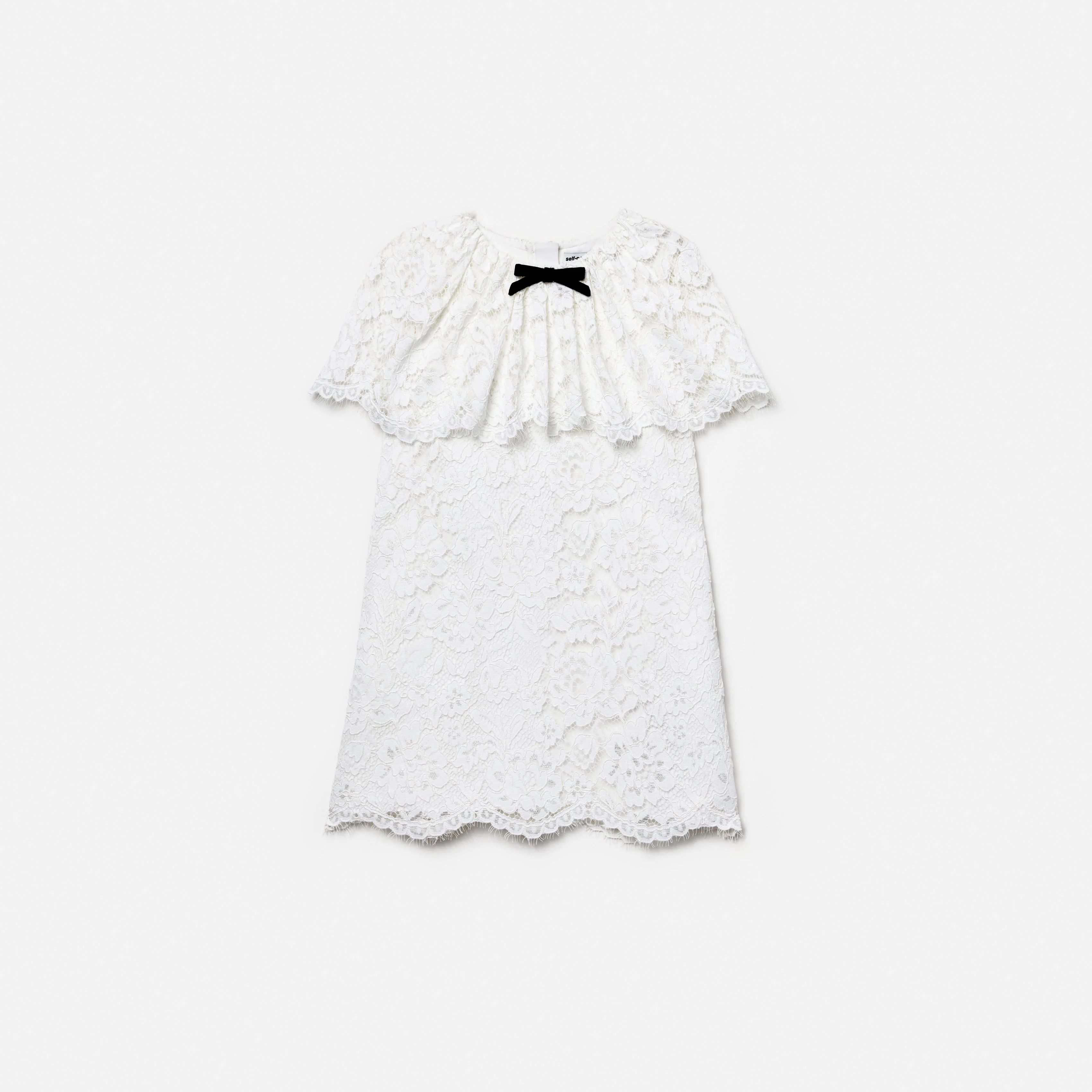 White Floral Lace Cape Dress