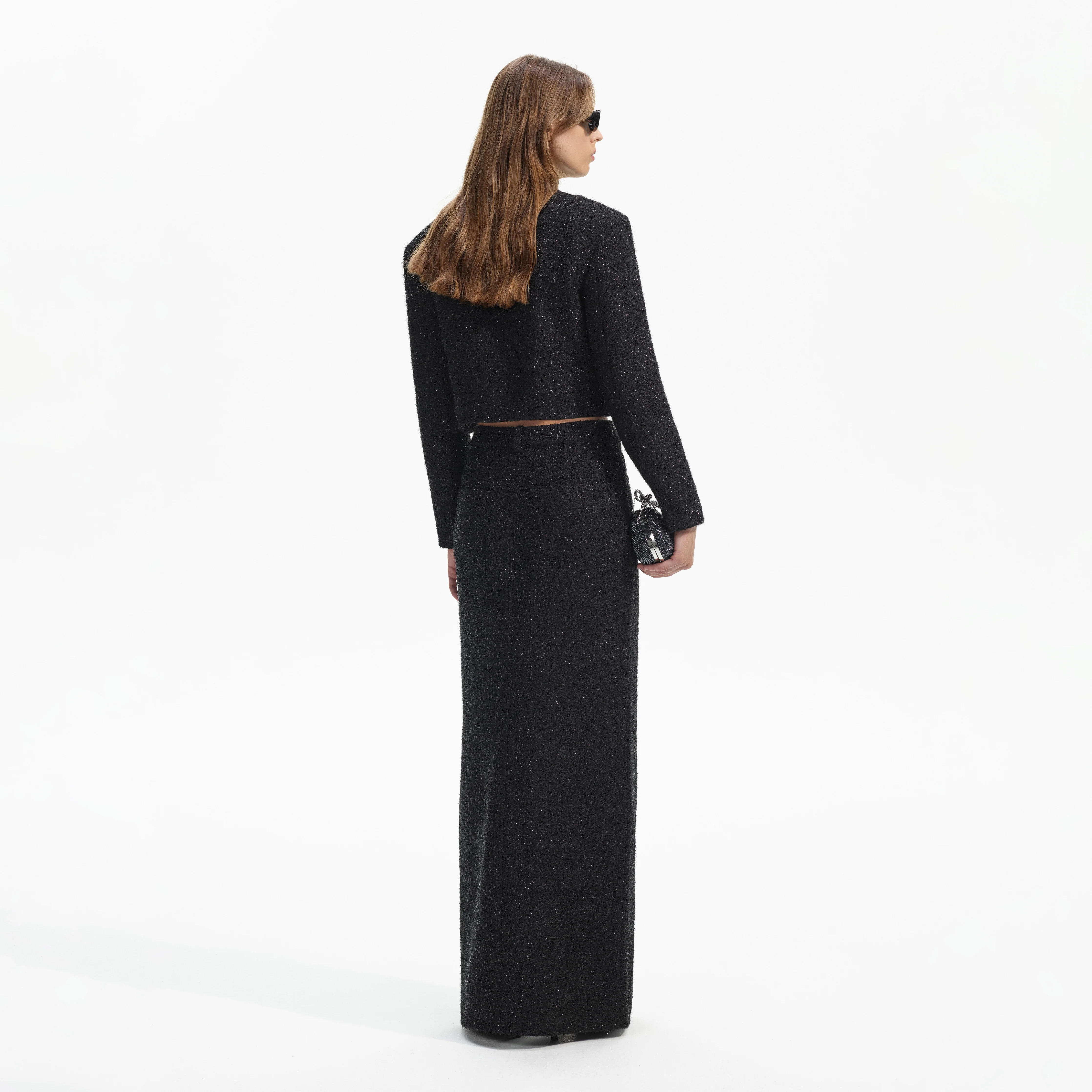 Black Boucle Maxi Skirt - Image 3