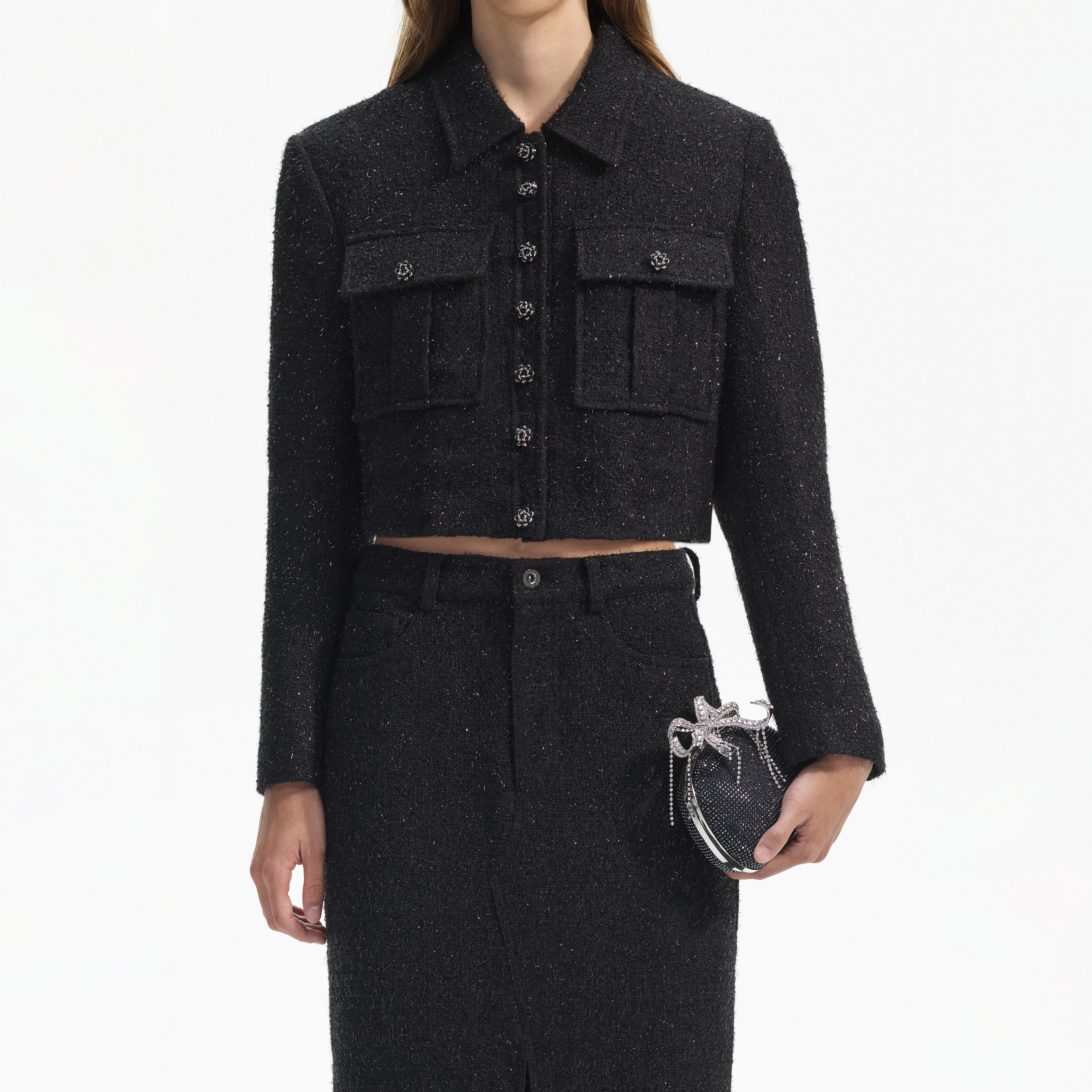 Black Boucle Maxi Skirt - Image 4