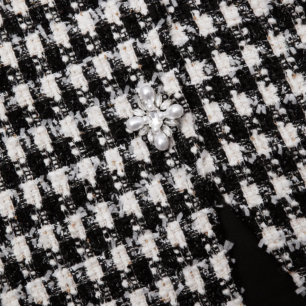 Black Check Boucle Mini Dress - Image 5
