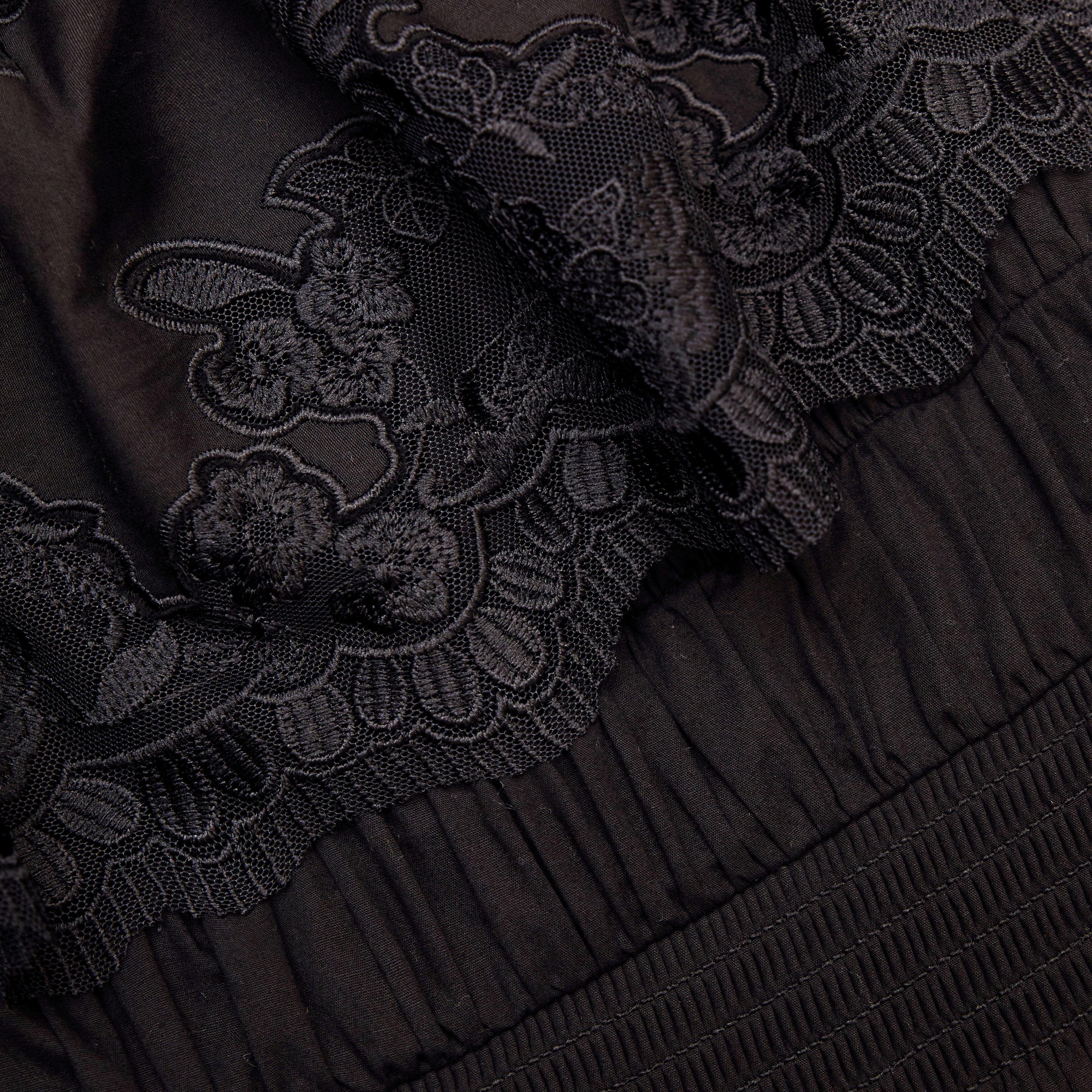 Black Cotton Off Shoulder Midi Dress - Image 5