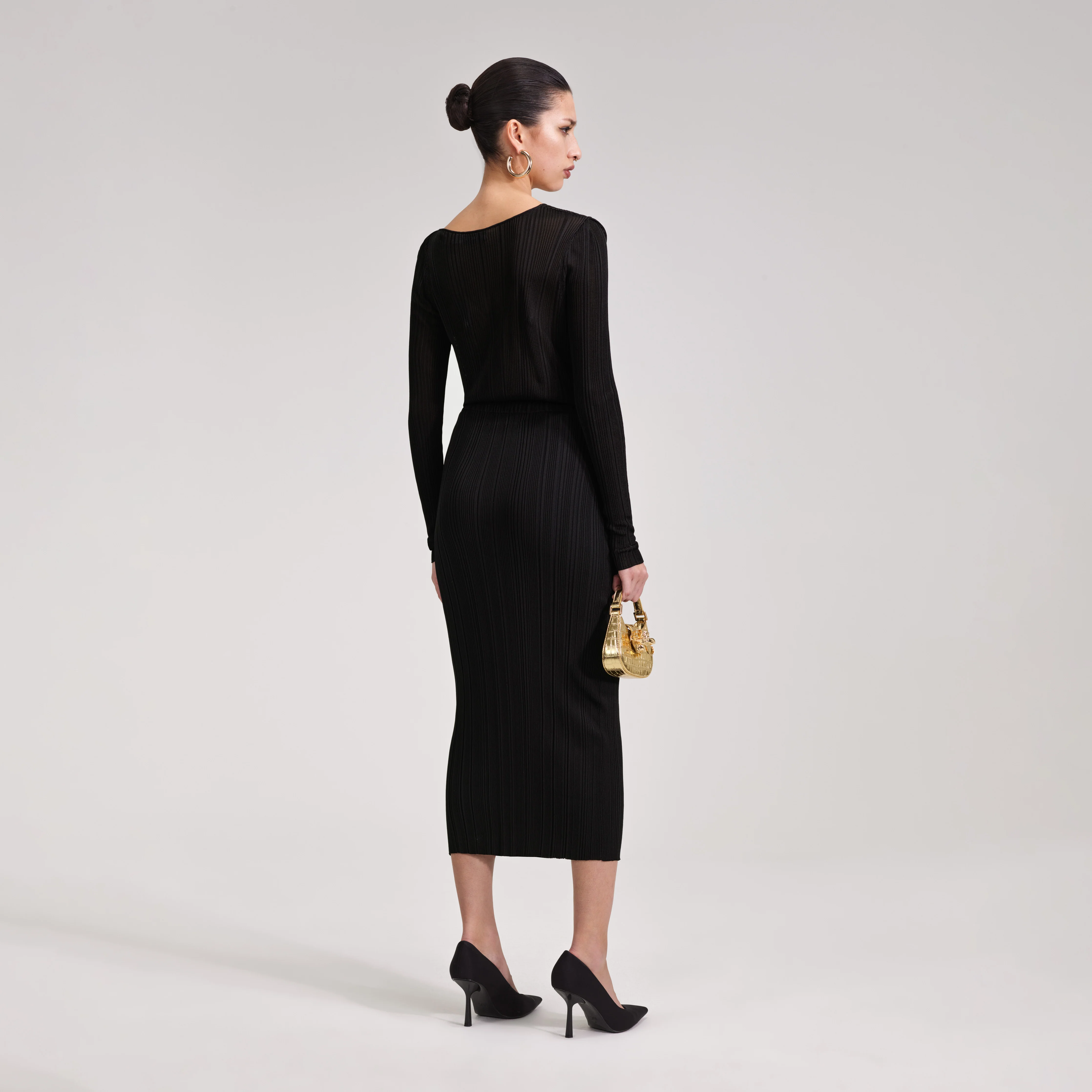 Black Knit Midi Dress - Image 3