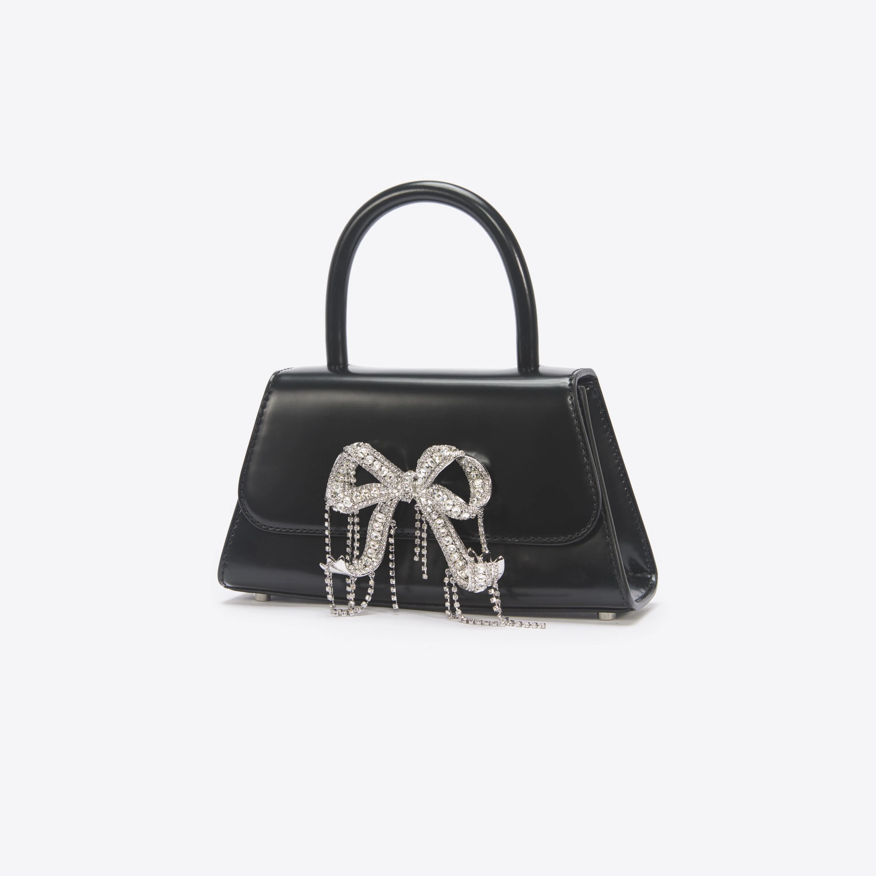 Black Leather Mini Bow Bag - Image 2