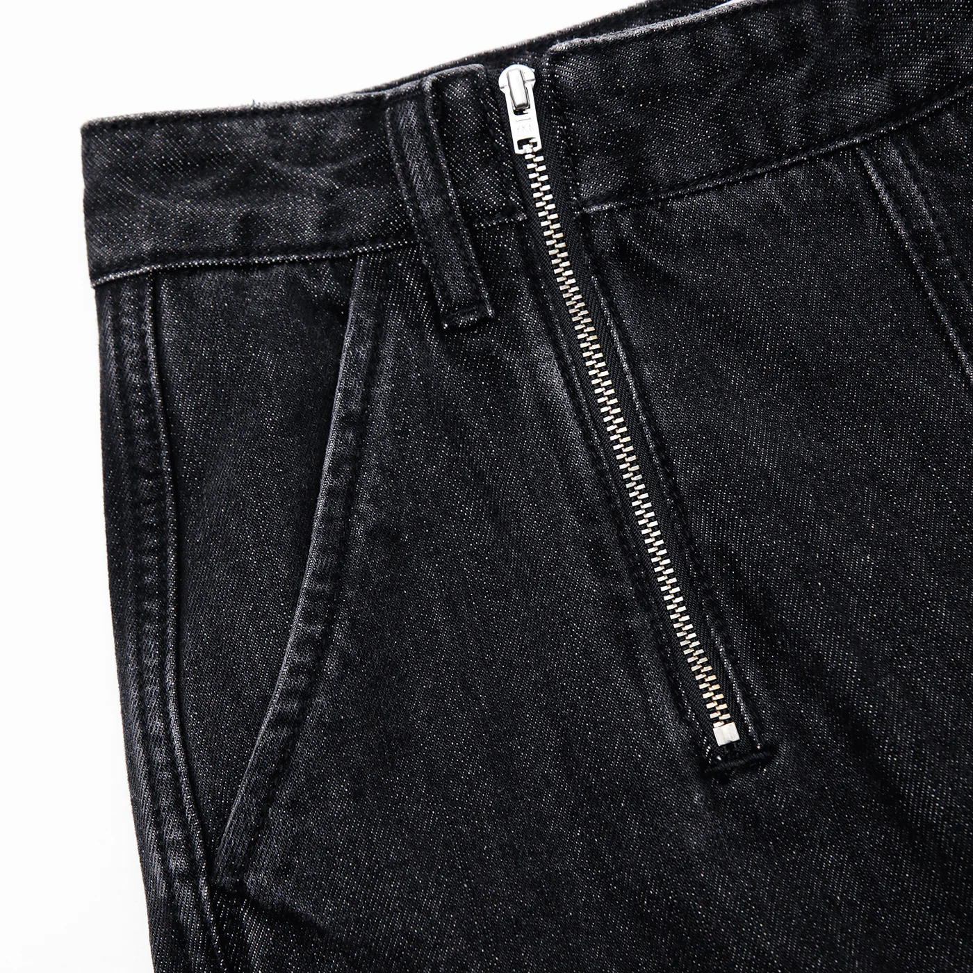 Black Wide Leg Stitch Detail Jeans - Image 5