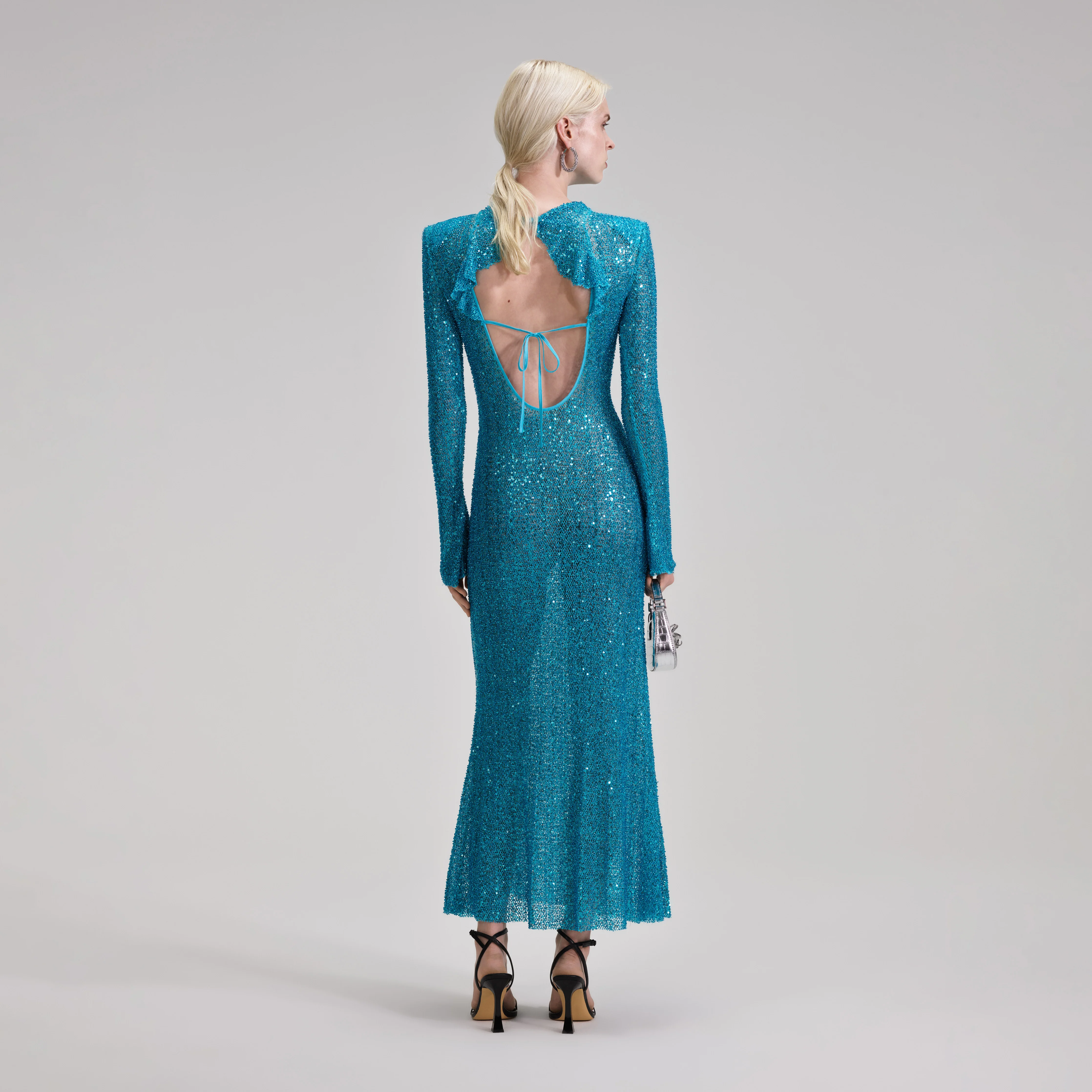 Blue Beaded Maxi Dress - Image 3
