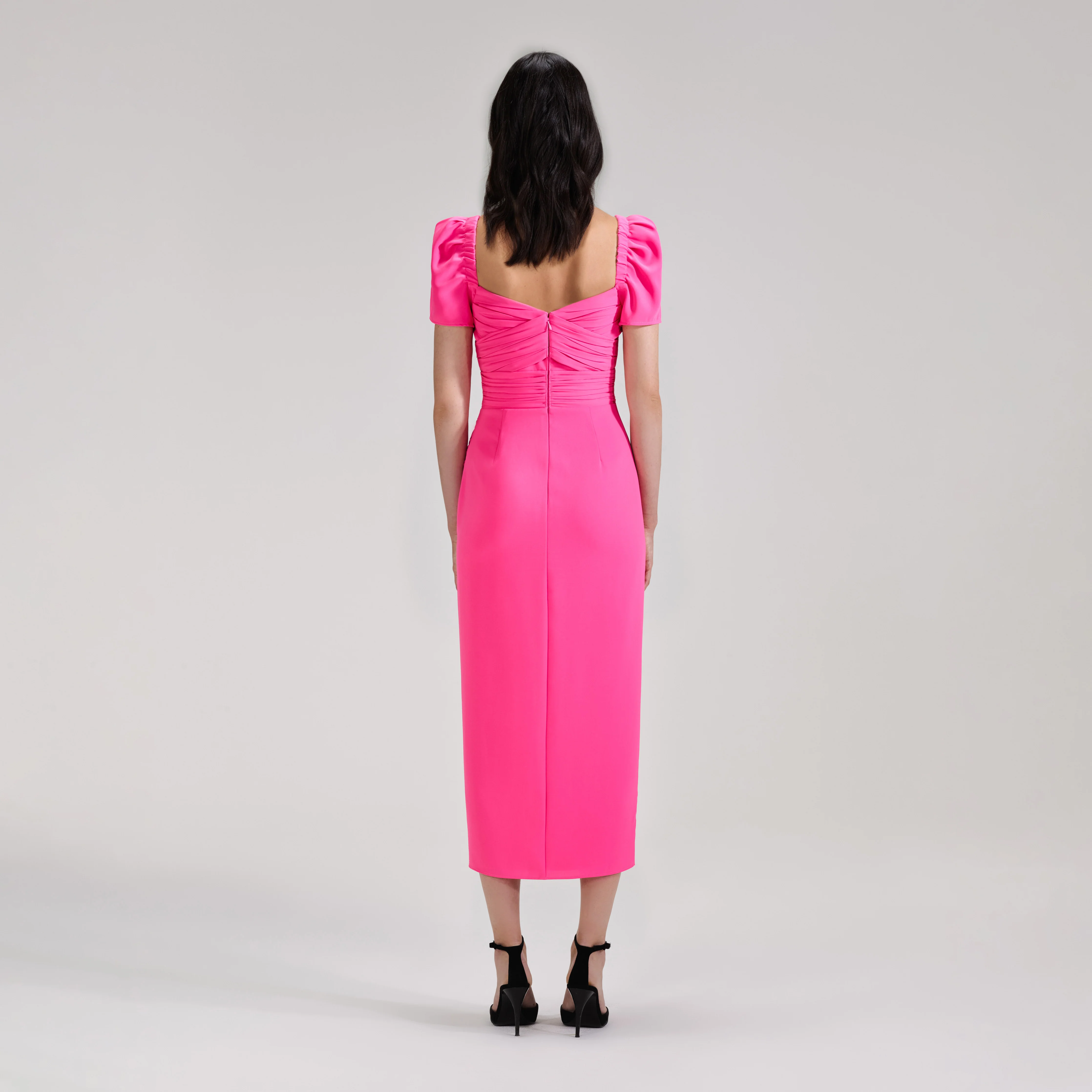 Bright Pink Iris Midi Dress - Image 3