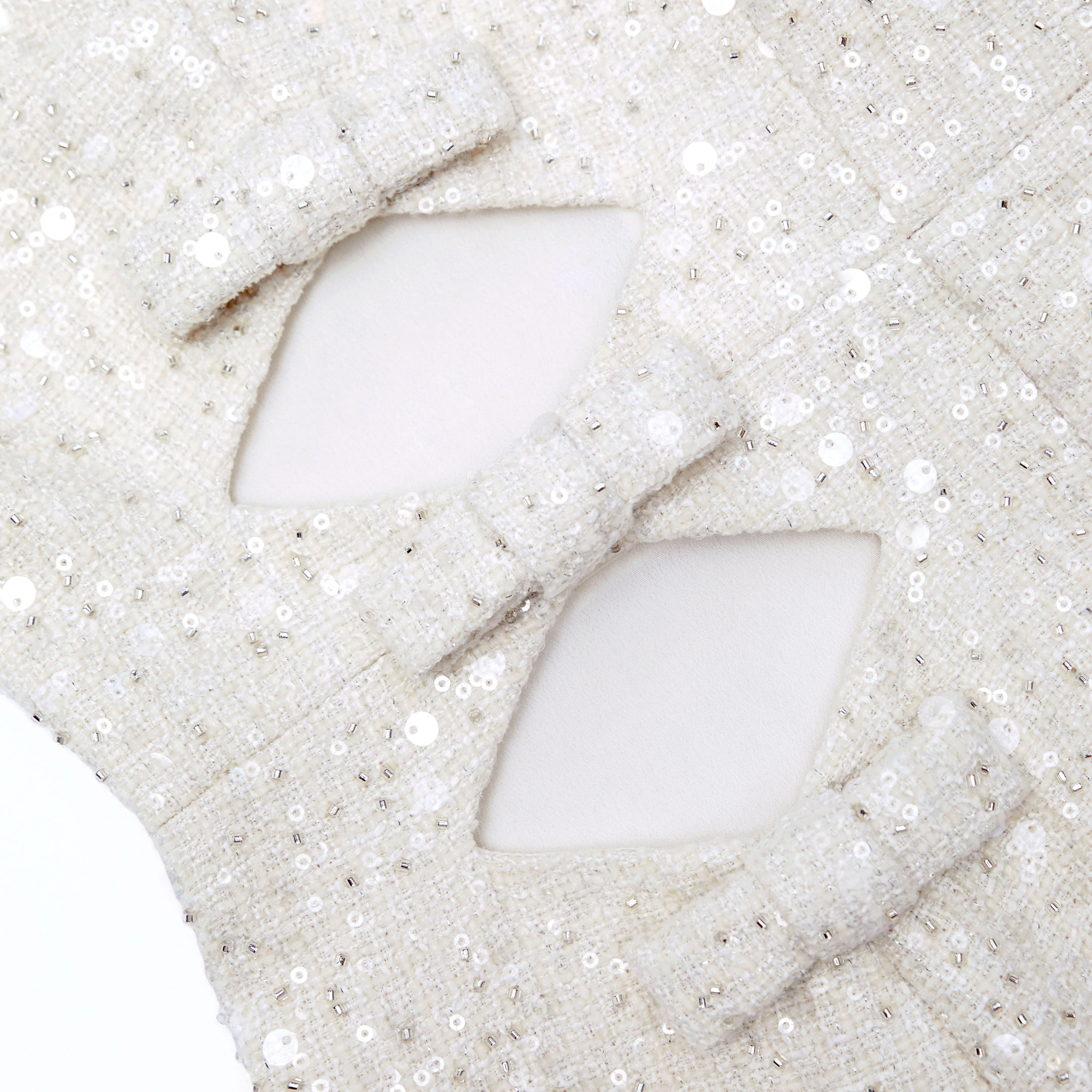 Cream Boucle Cut Out Mini Dress - Image 6