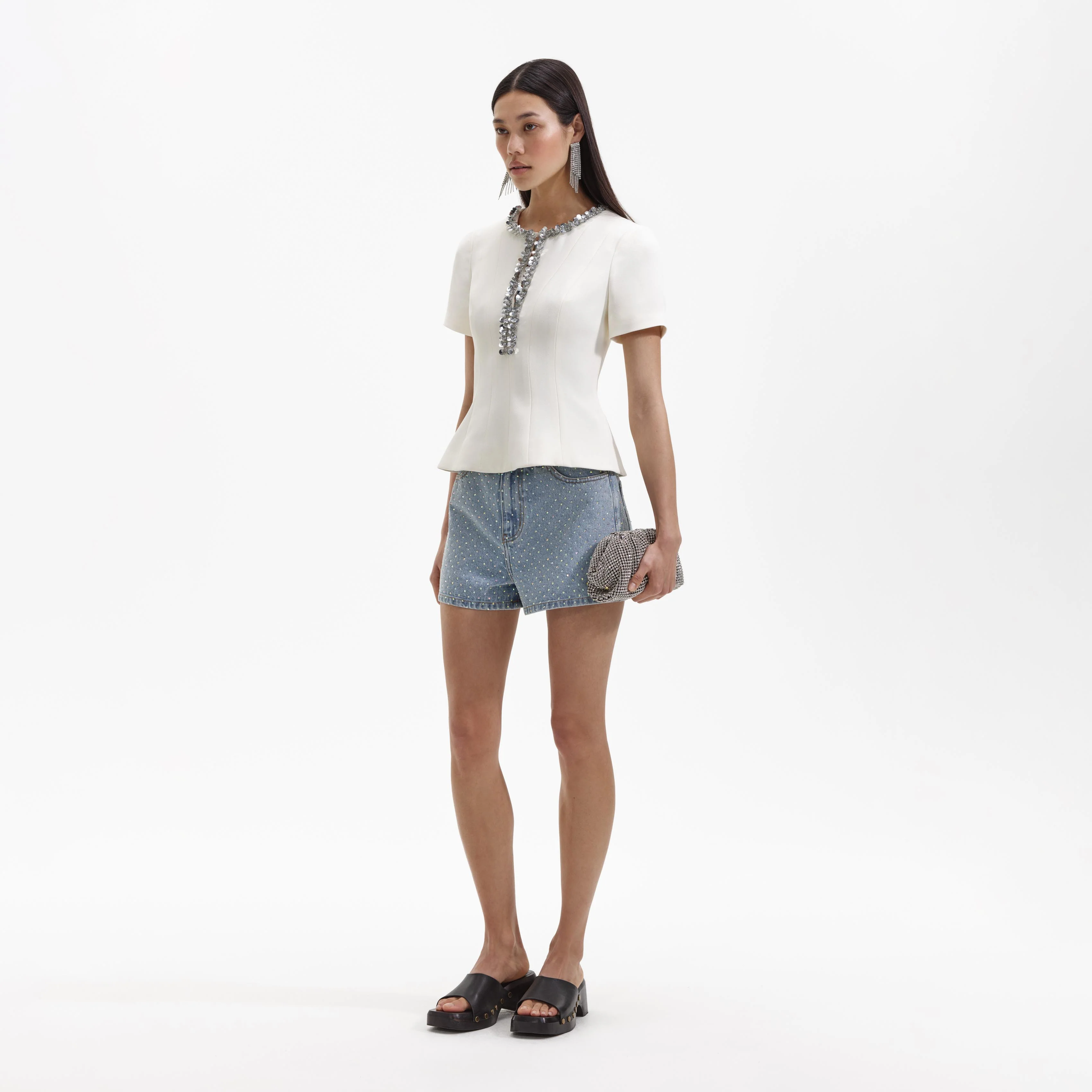 Cream Crepe Embellished Top - Image 2