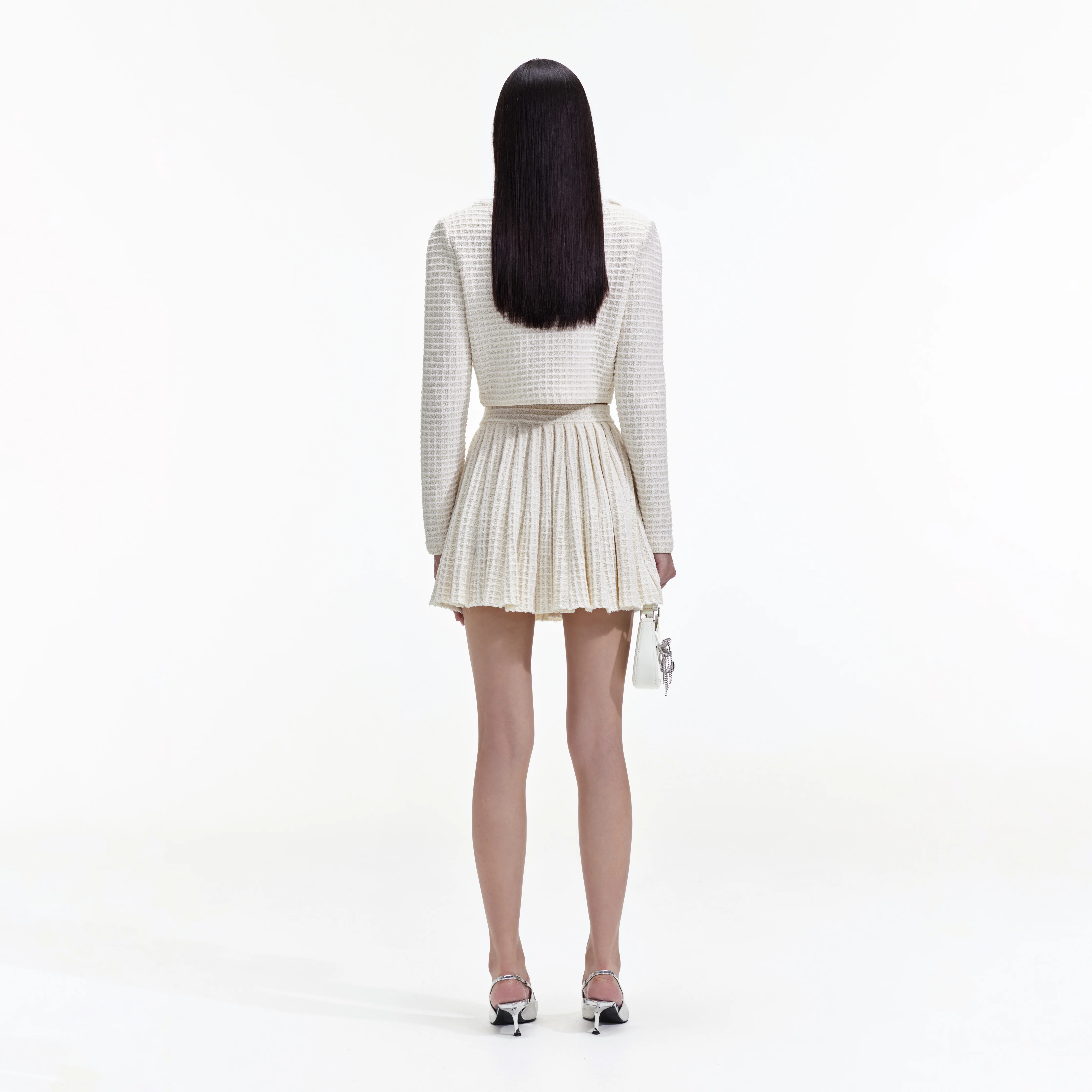 Cream Knit Floral Trim Cardigan - Image 3