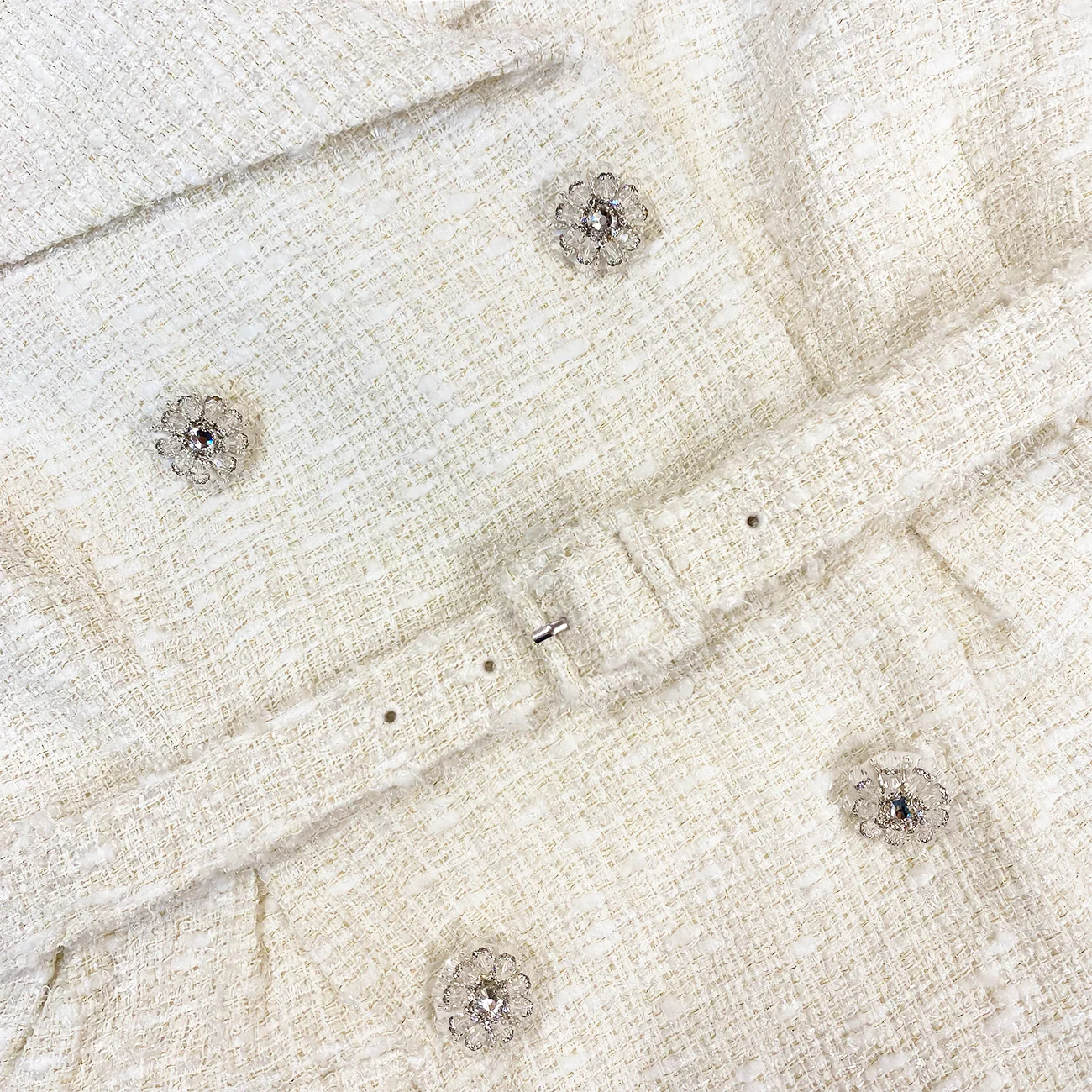 Cream Off Shoulder Boucle Midi Dress - Image 5