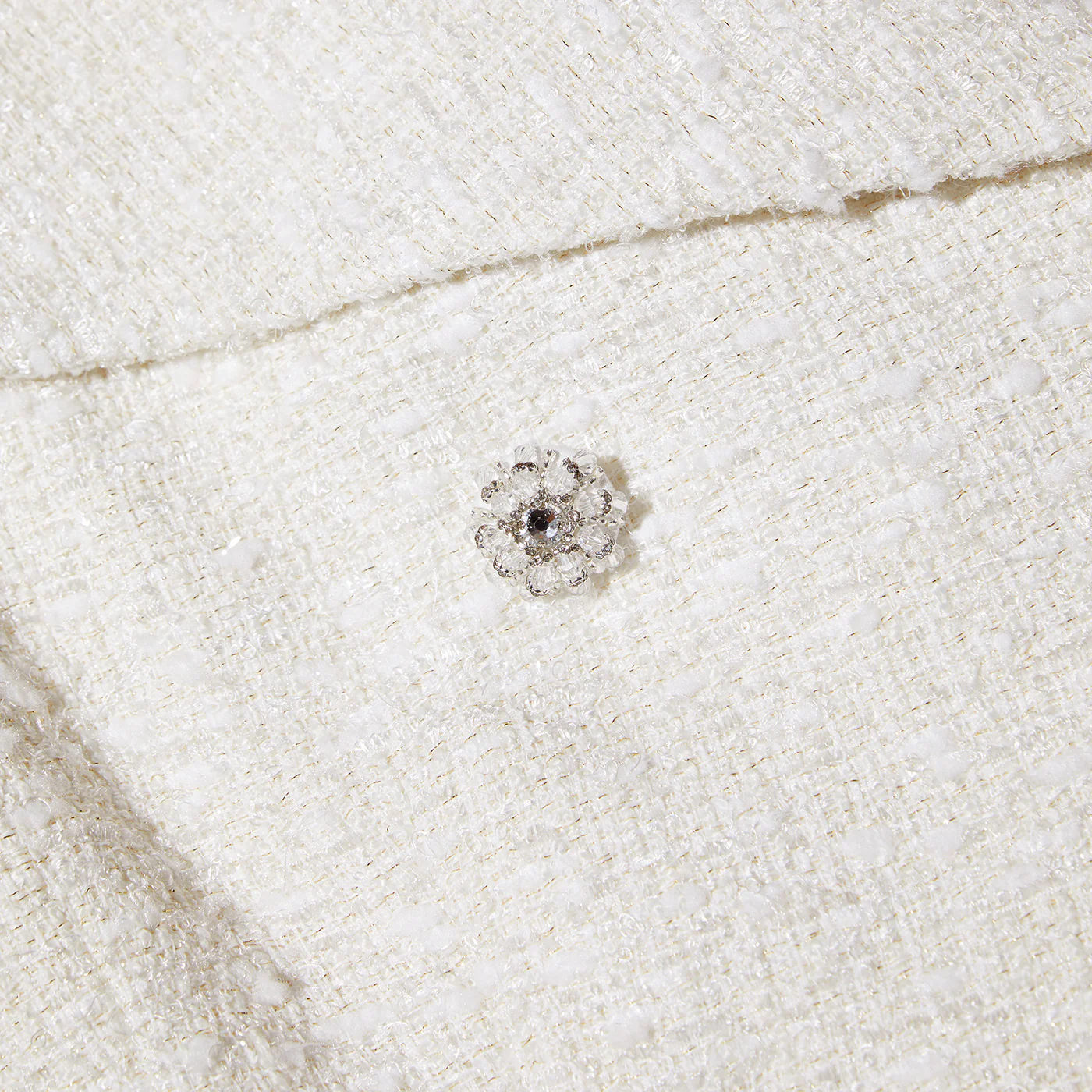 Cream Off Shoulder Boucle Top - Image 5