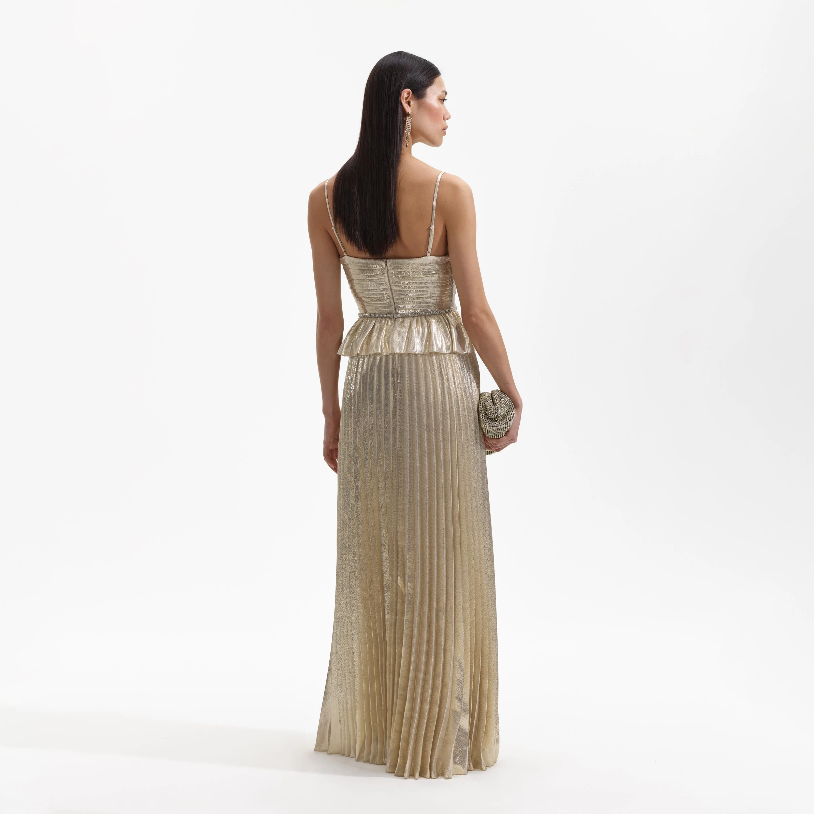 Gold Metallic Maxi Dress - Image 3