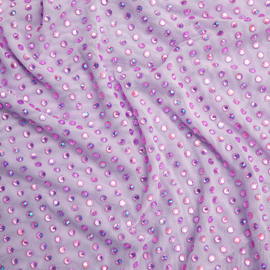 Lilac Rhinestone Mesh Midi Skirt - Image 5