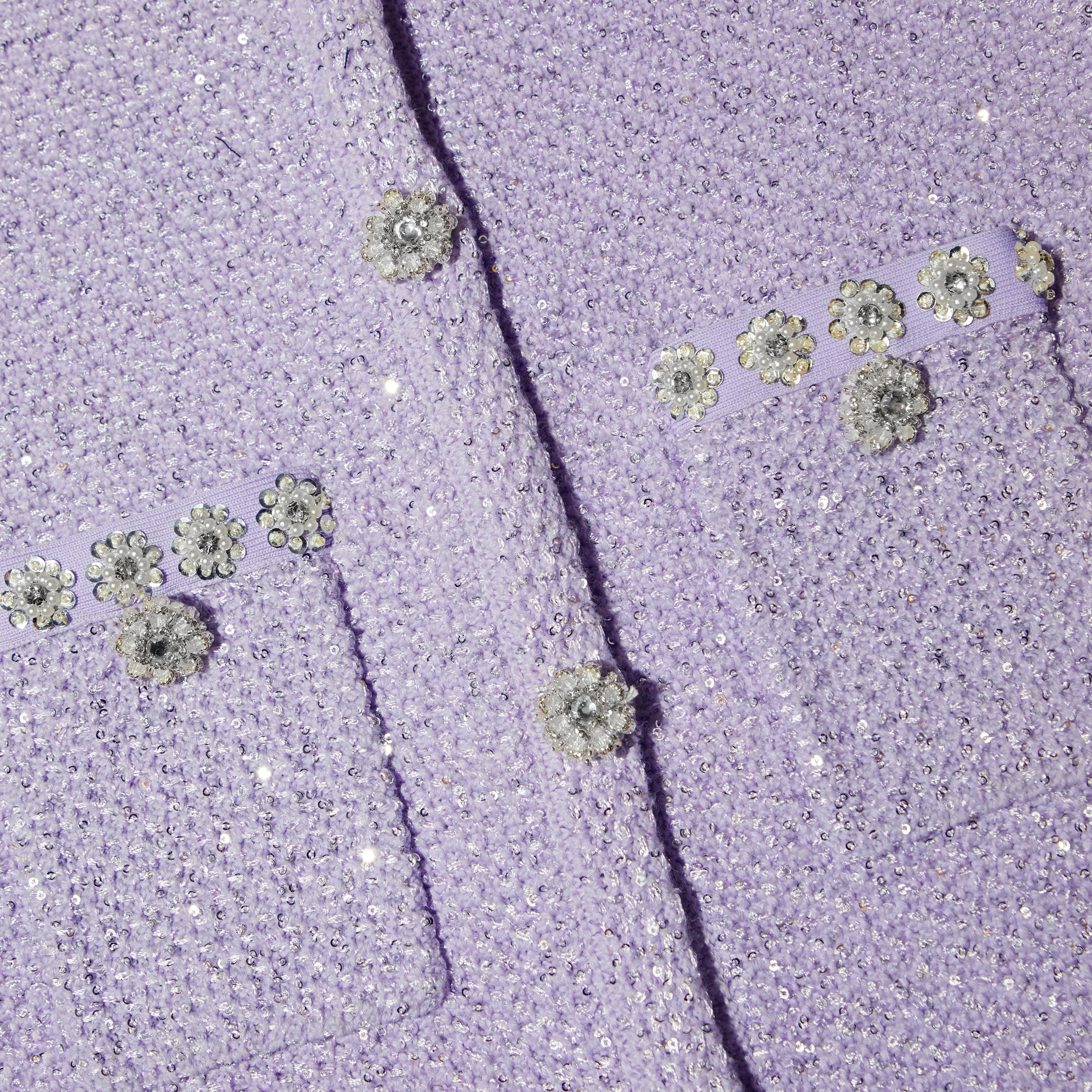 Lilac Sequin Knit Mini Dress - Image 6