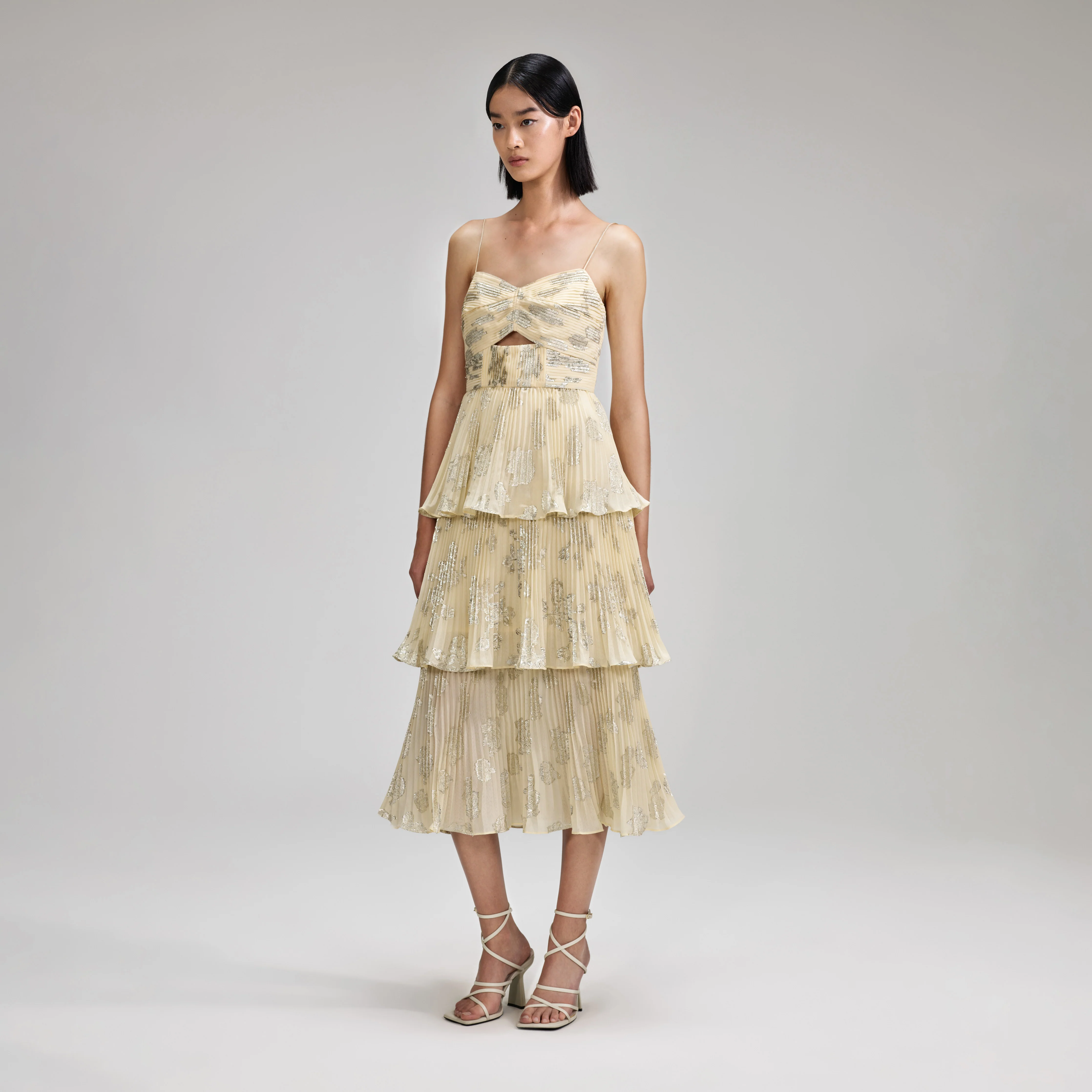 Metallic Jacquard Midi Dress - Image 2