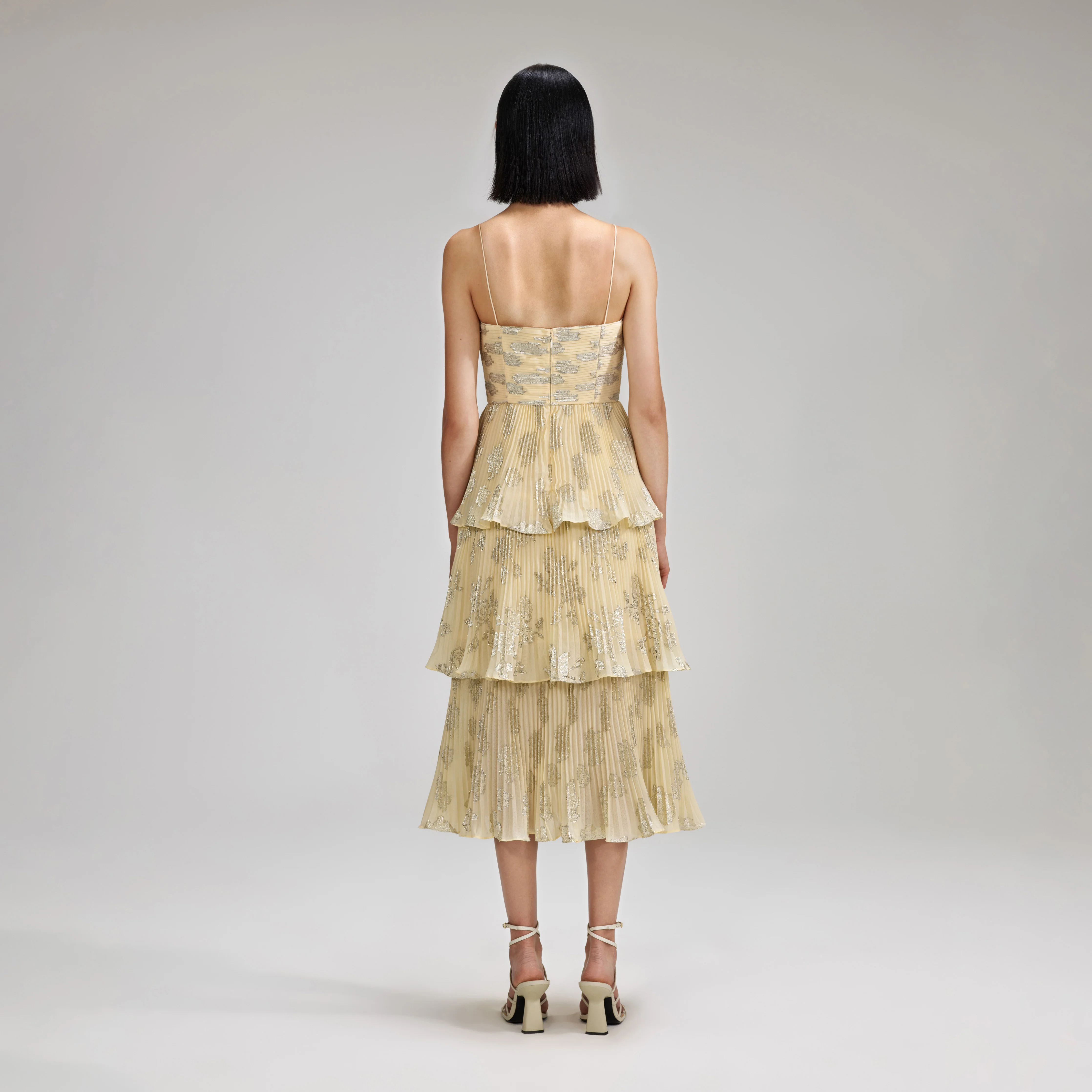 Metallic Jacquard Midi Dress - Image 3