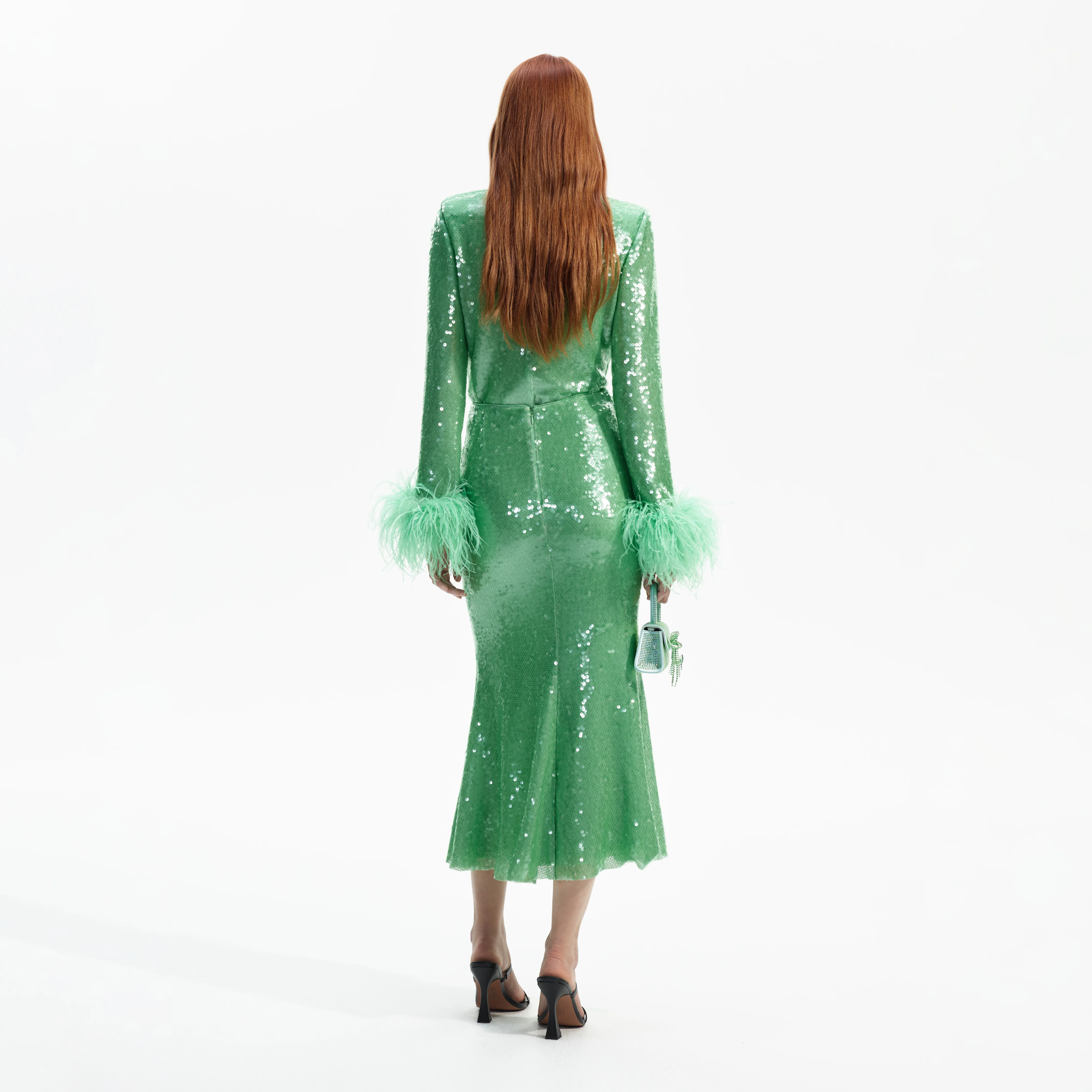 Mint Sequin Midi Skirt - Image 3