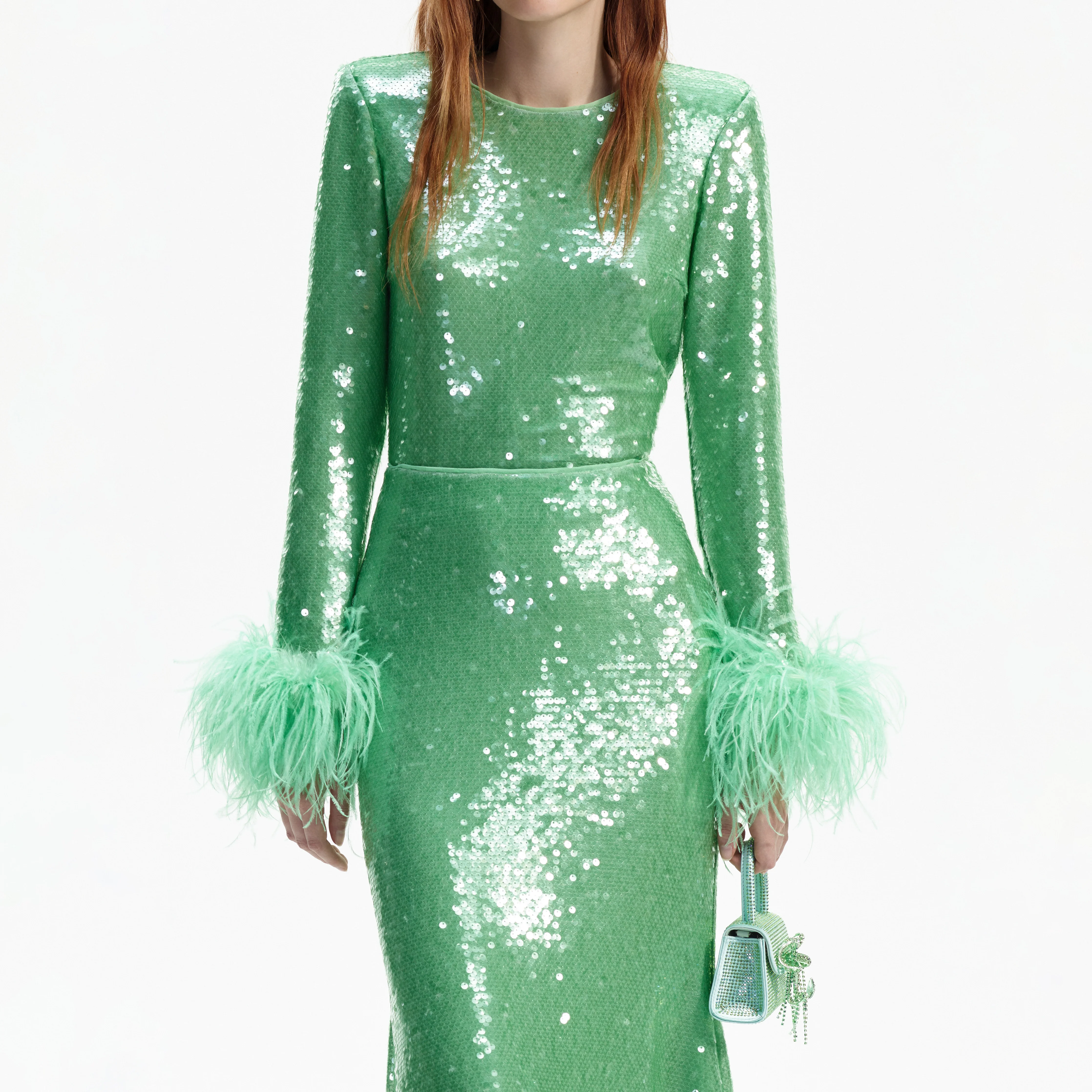 Mint Sequin Midi Skirt - Image 4