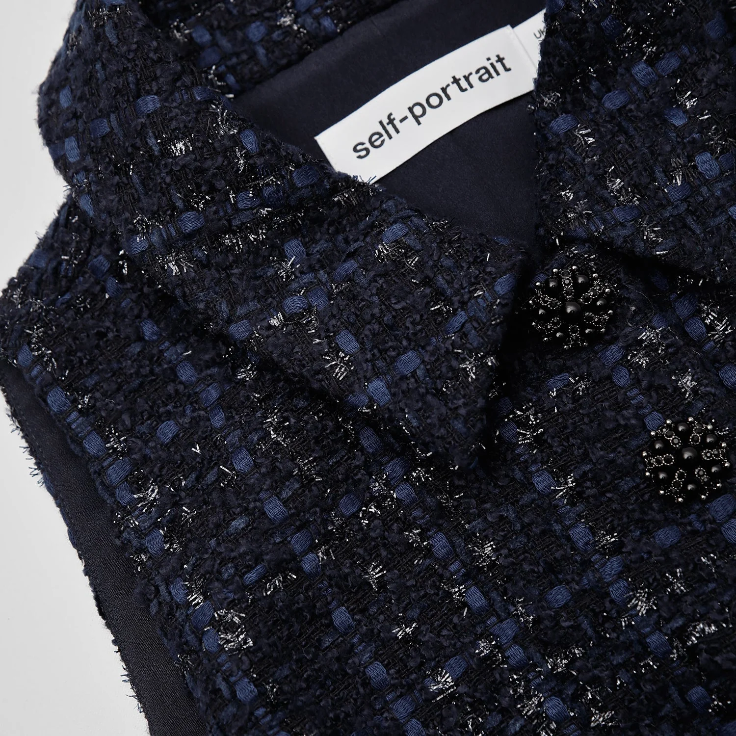 Navy Metallic Boucle Chiffon Midi Dress - Image 5