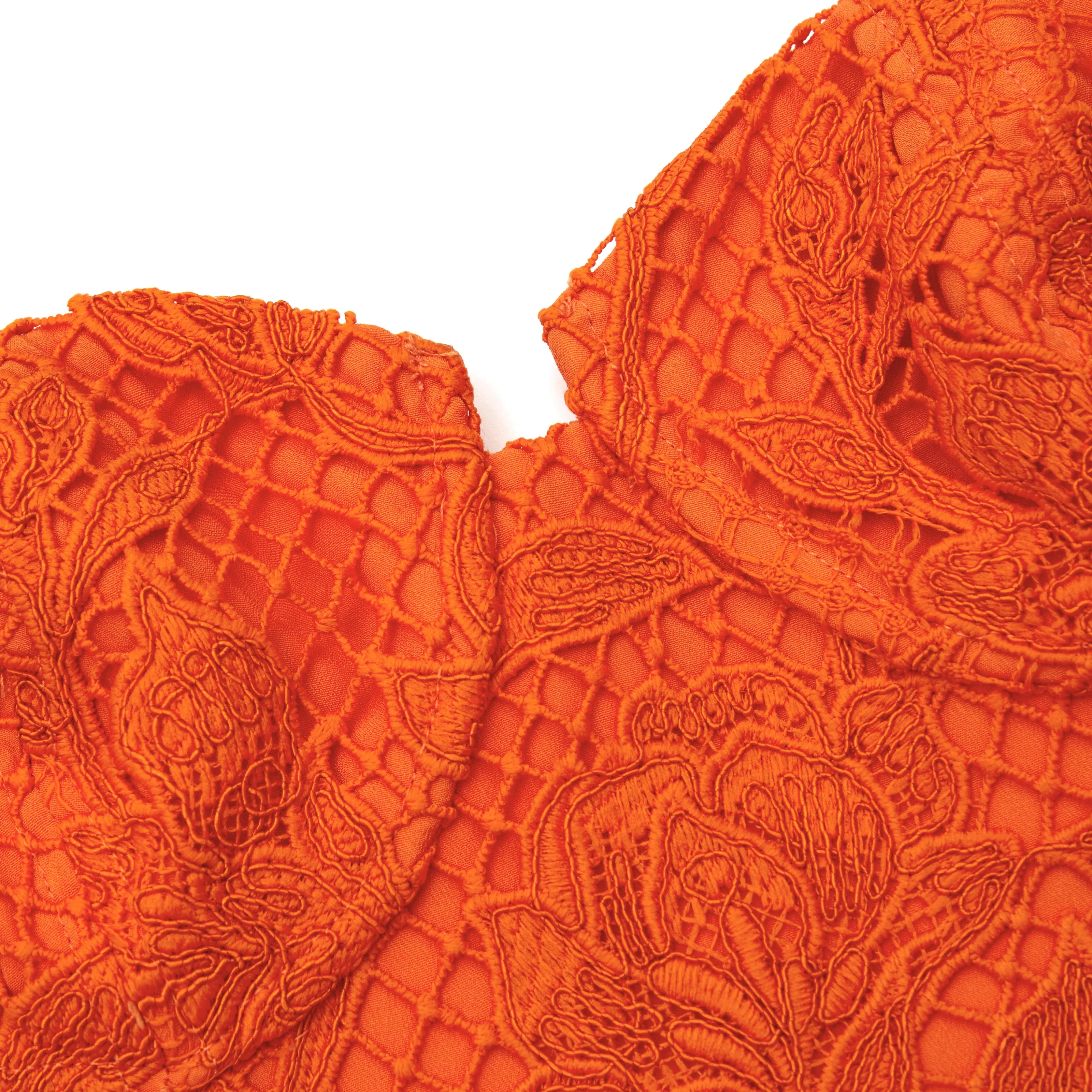 Orange Lace Midi Dress - Image 5