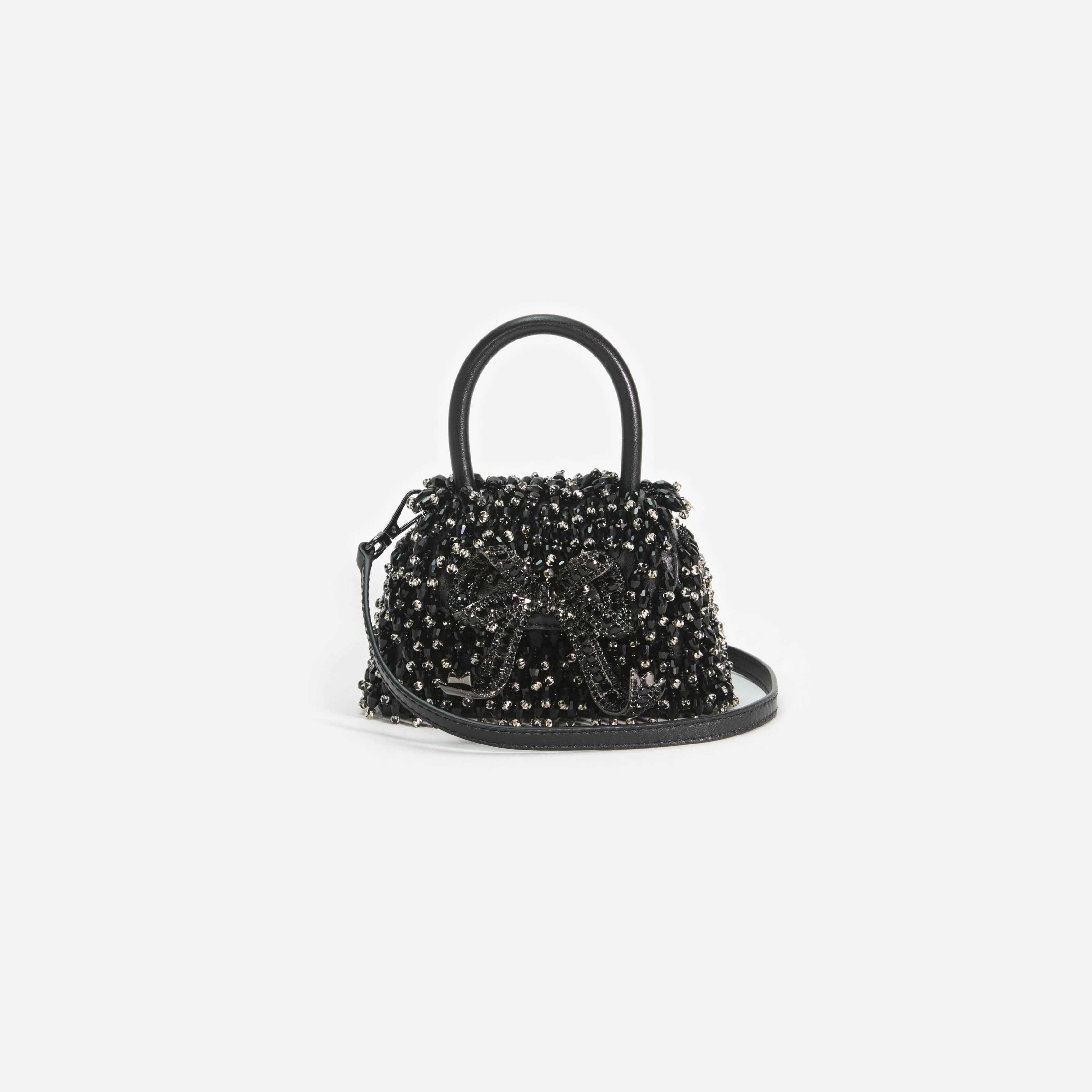 Black Embellished Micro Bow Bag - Image 4