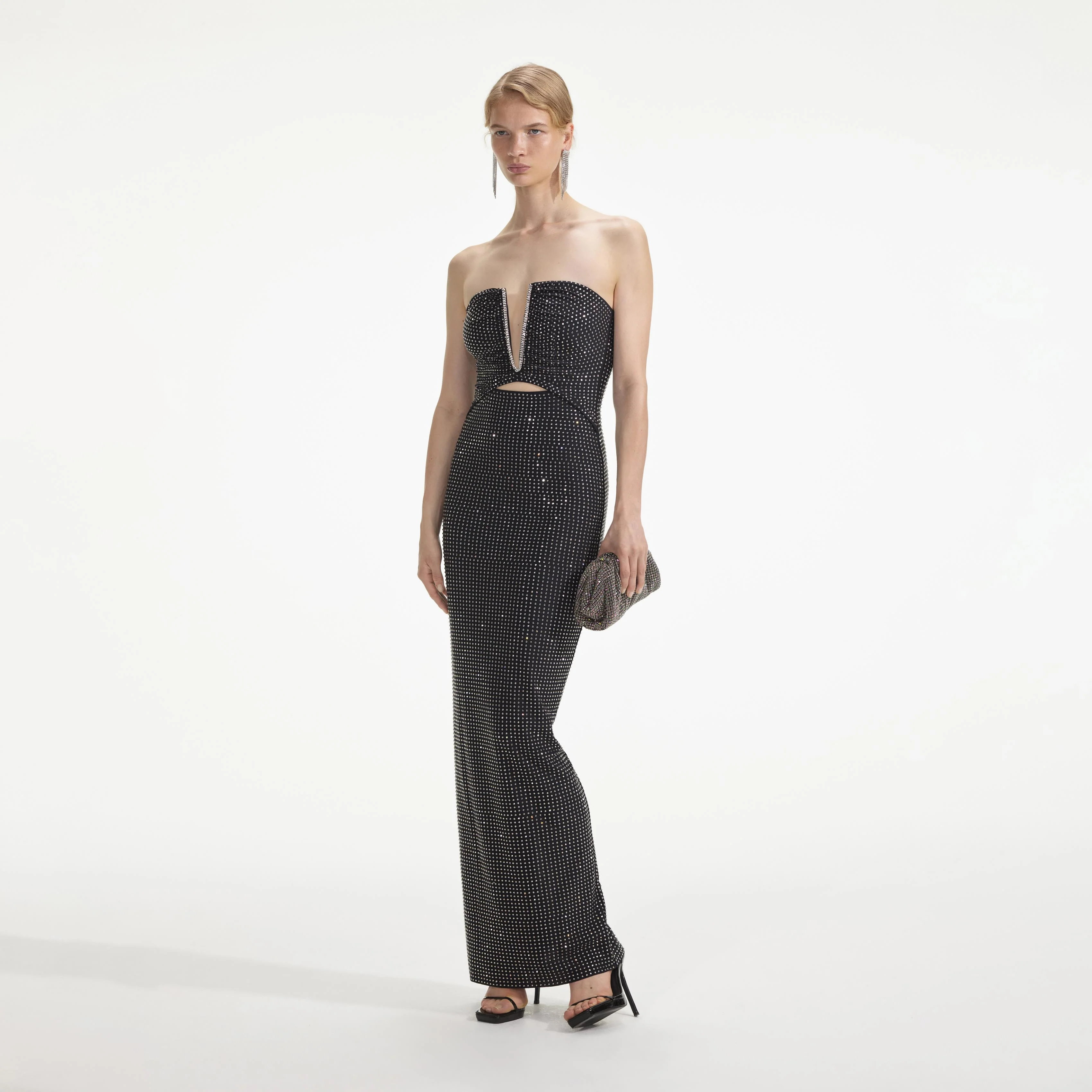 Black Jersey Rhinestone Maxi Dress - Image 2